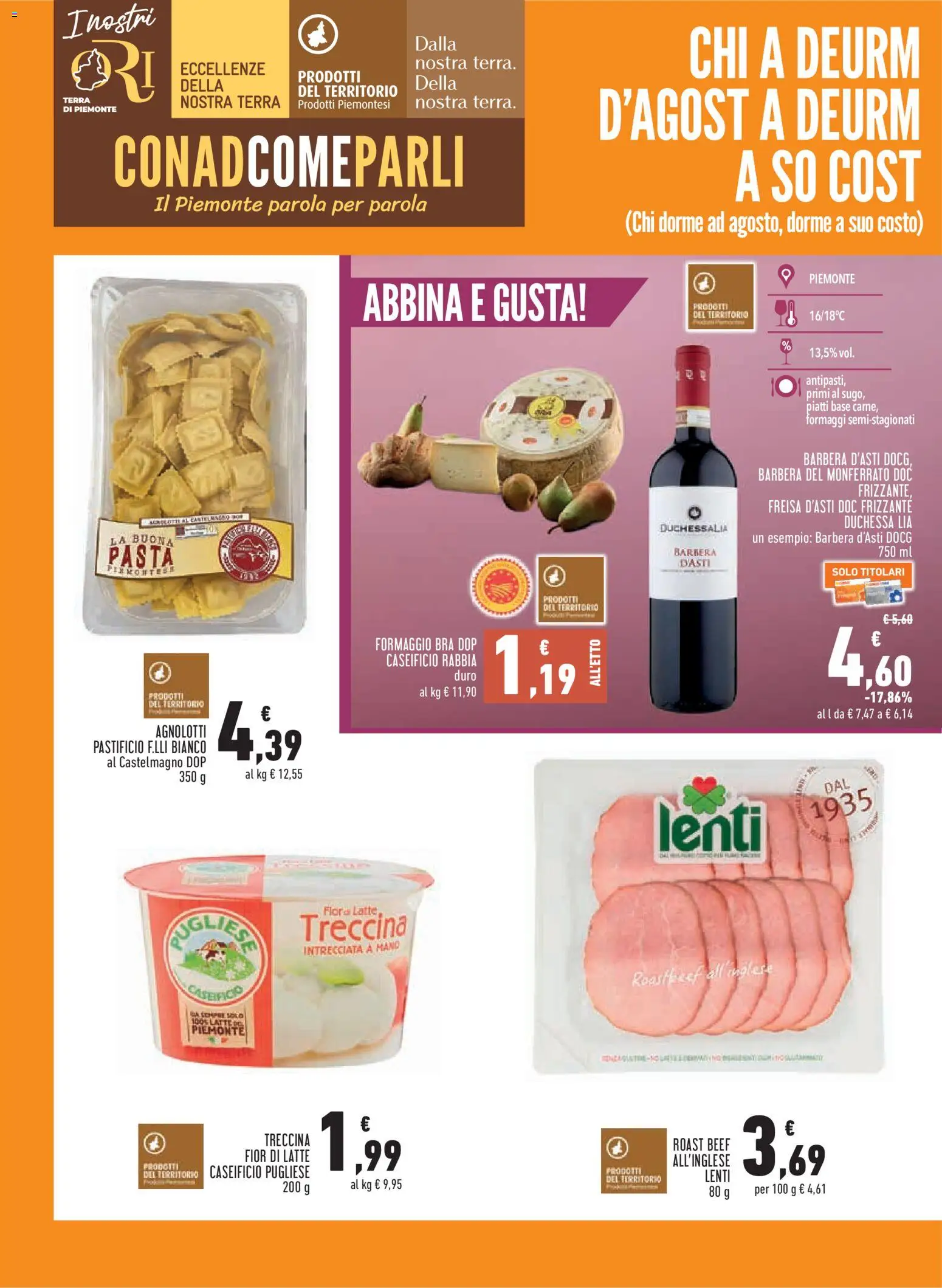 Anteprima dell'opuscolo Conad volantino City Piemonte dal negozio Conad valido da 27/08/2026 - Pasta, Latte, Terra, Piatti, Formaggio, Ravioli, Lenti, Formaggio bra