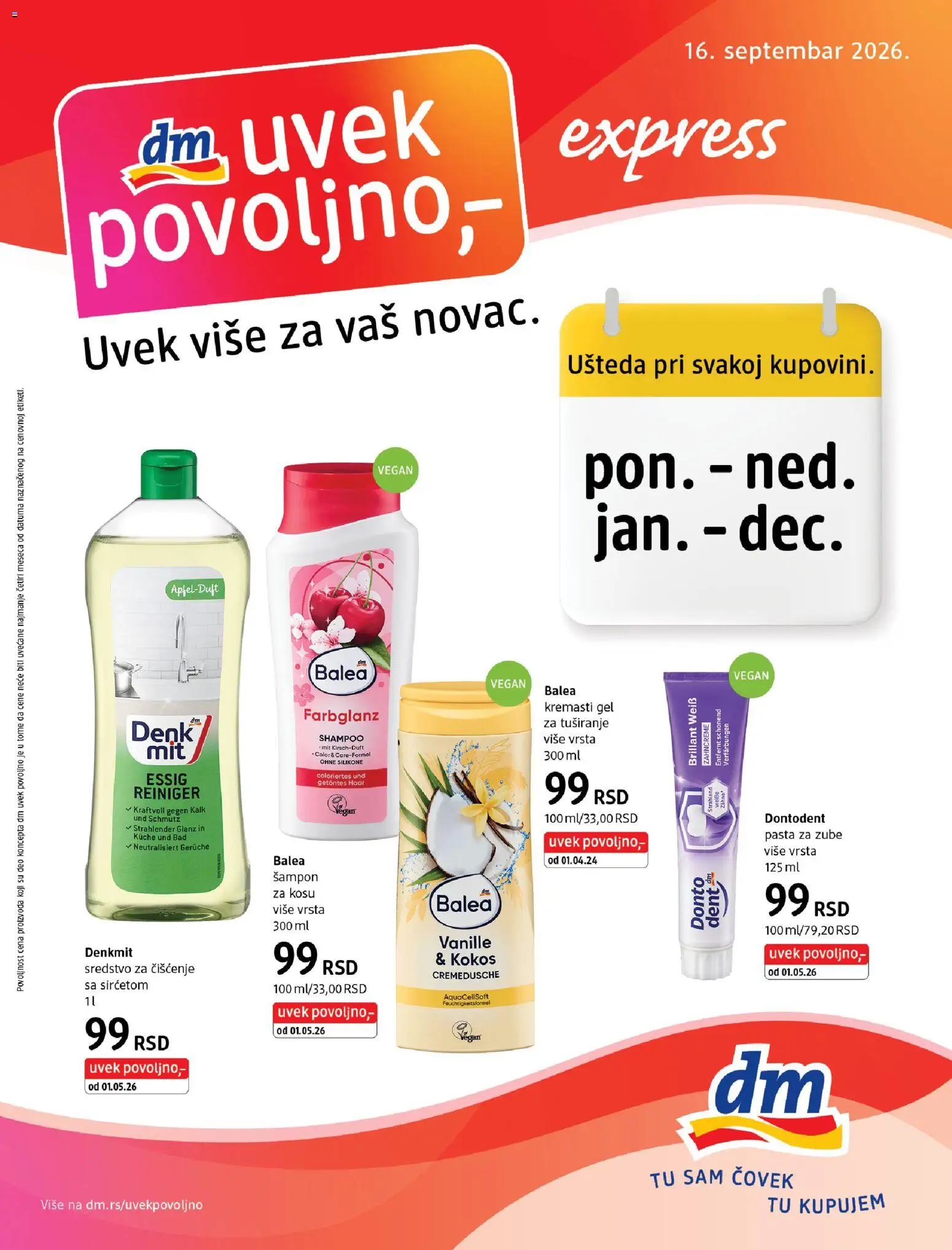 Pregled DM Drogerie kataloga - važi od 16.05.2026 - Pasta, Kokos, Pasta za zube, Šampon, Sredstvo za čišćenje, Gel za tuširanje