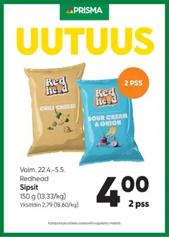 Kaupan Prisma Prisma tarjoukset Redhead sipsit esikatselu, voimassa 22/04/2026