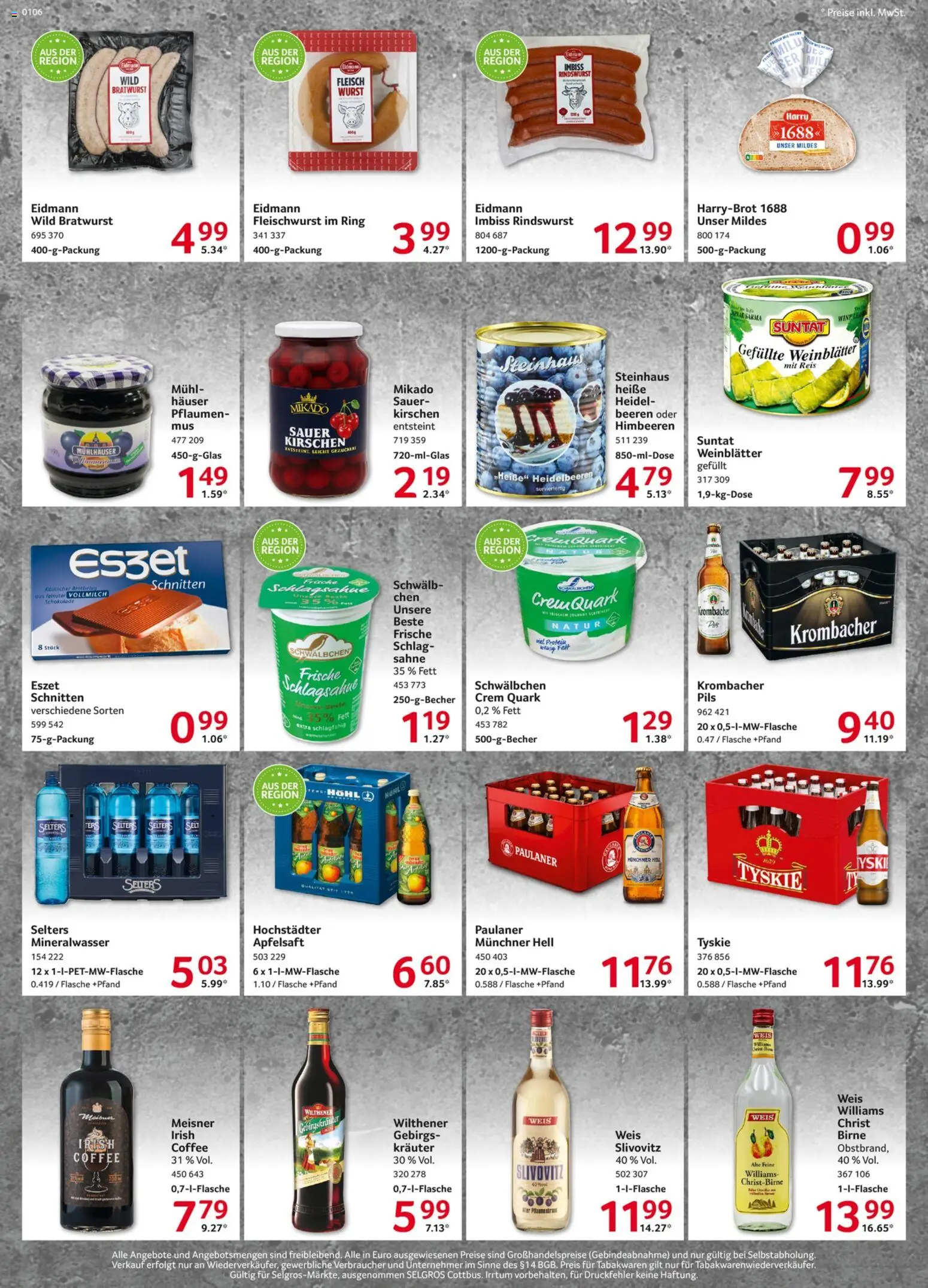 Vorschau von dem Prospekt des Geschäftes Selgros, gültig ab dem 29.10.2026 - Schokolade, Mineralwasser, Heidelbeeren, Fleisch, Pflaumen, Kirschen, Sahne, Pils