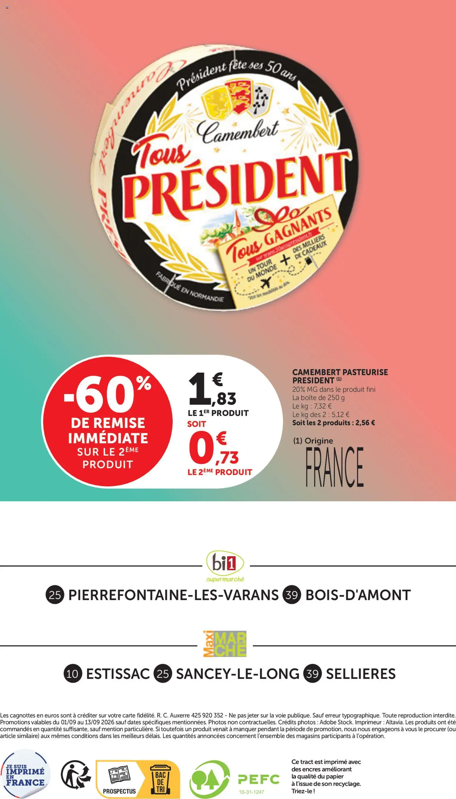 Prévisualisation de bi1 Maxi la beauté à prix bas du magasin bi1 formulaire valide 01/09/2026 - Camembert