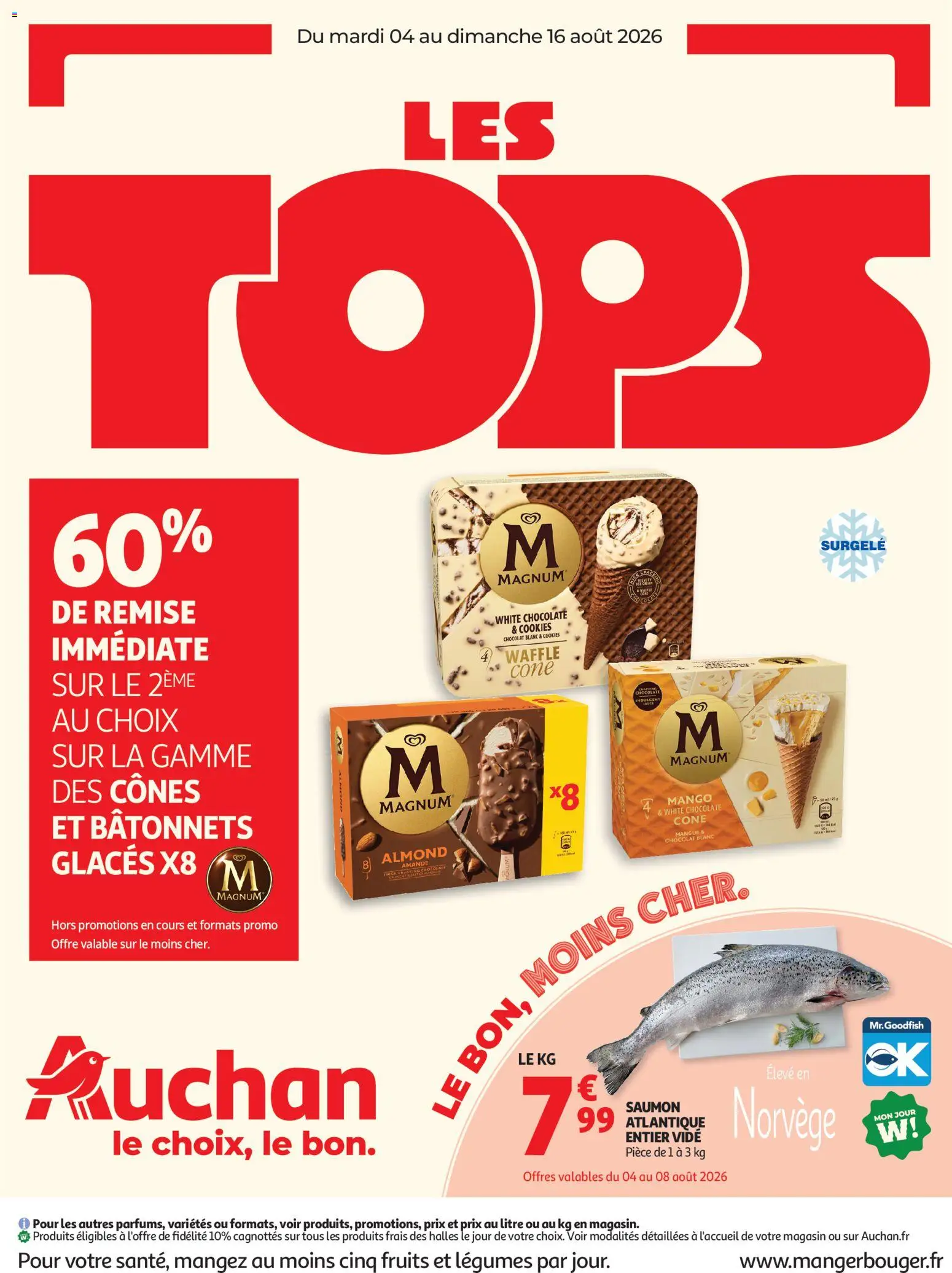 Voorbeeld van Auchan Tops, Halles hypers van winkel Auchan geldig vanaf 04/08/2026 - Mango, La, Magnum