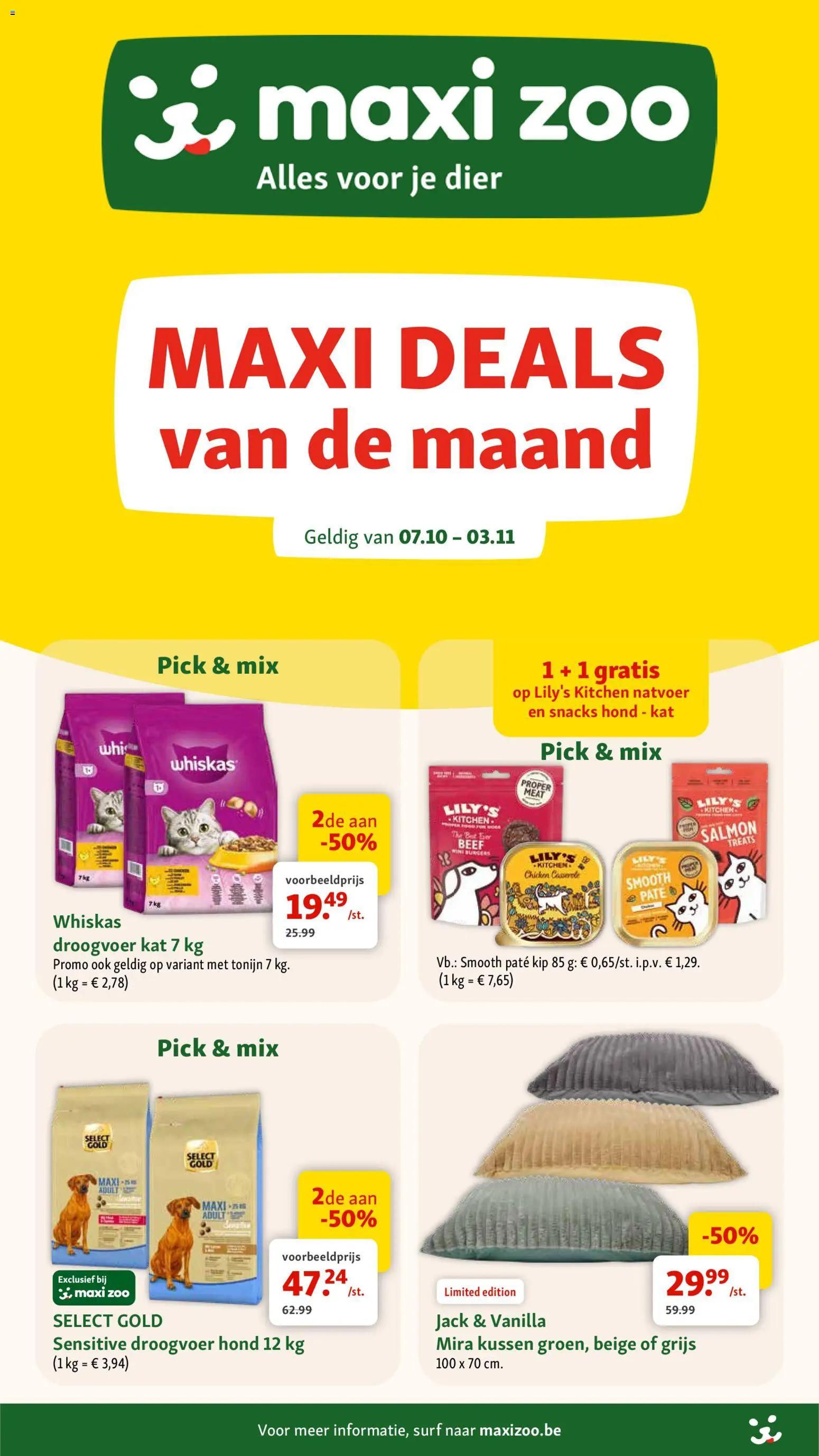 Voorbeeld van Maxi Zoo Folder van winkel Maxi Zoo geldig vanaf 07/10/2026 - Snacks, Kip, Pâté, Kussen, Tonijn