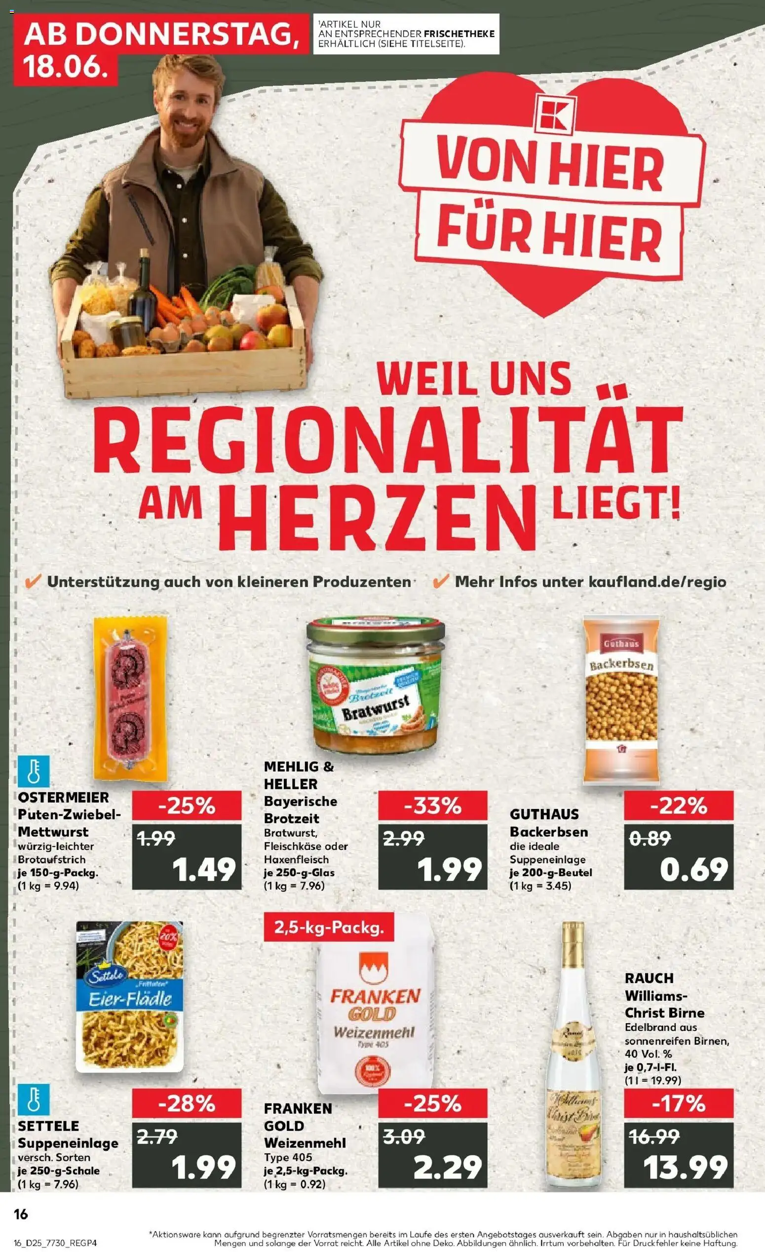 Vorschau von dem Prospekt des Geschäftes Kaufland, gültig ab dem 15.06.2026 - Bratwurst, Birne, Weizenmehl