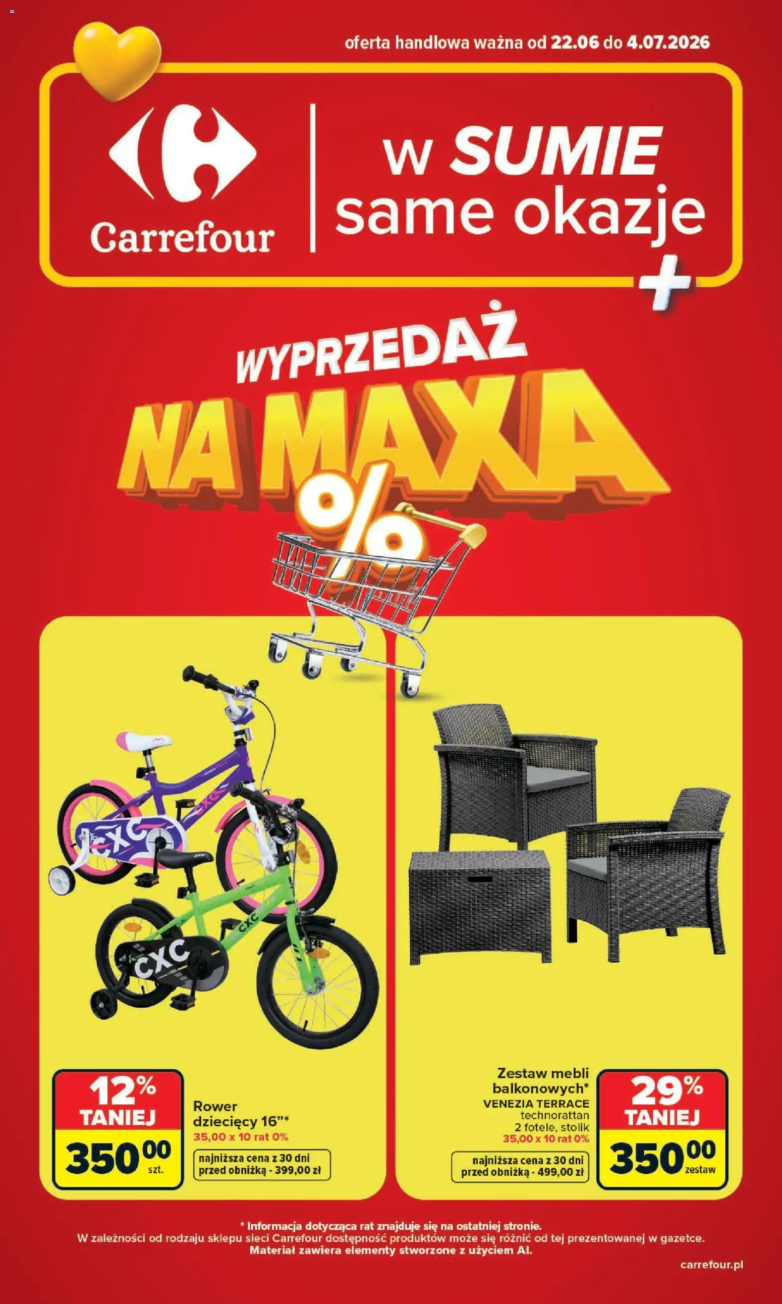 Pogląd gazetki "Carrefour gazetka - Wyprzedaż na maxa" ze sklepu Carrefour ważnej od 22.06.2026