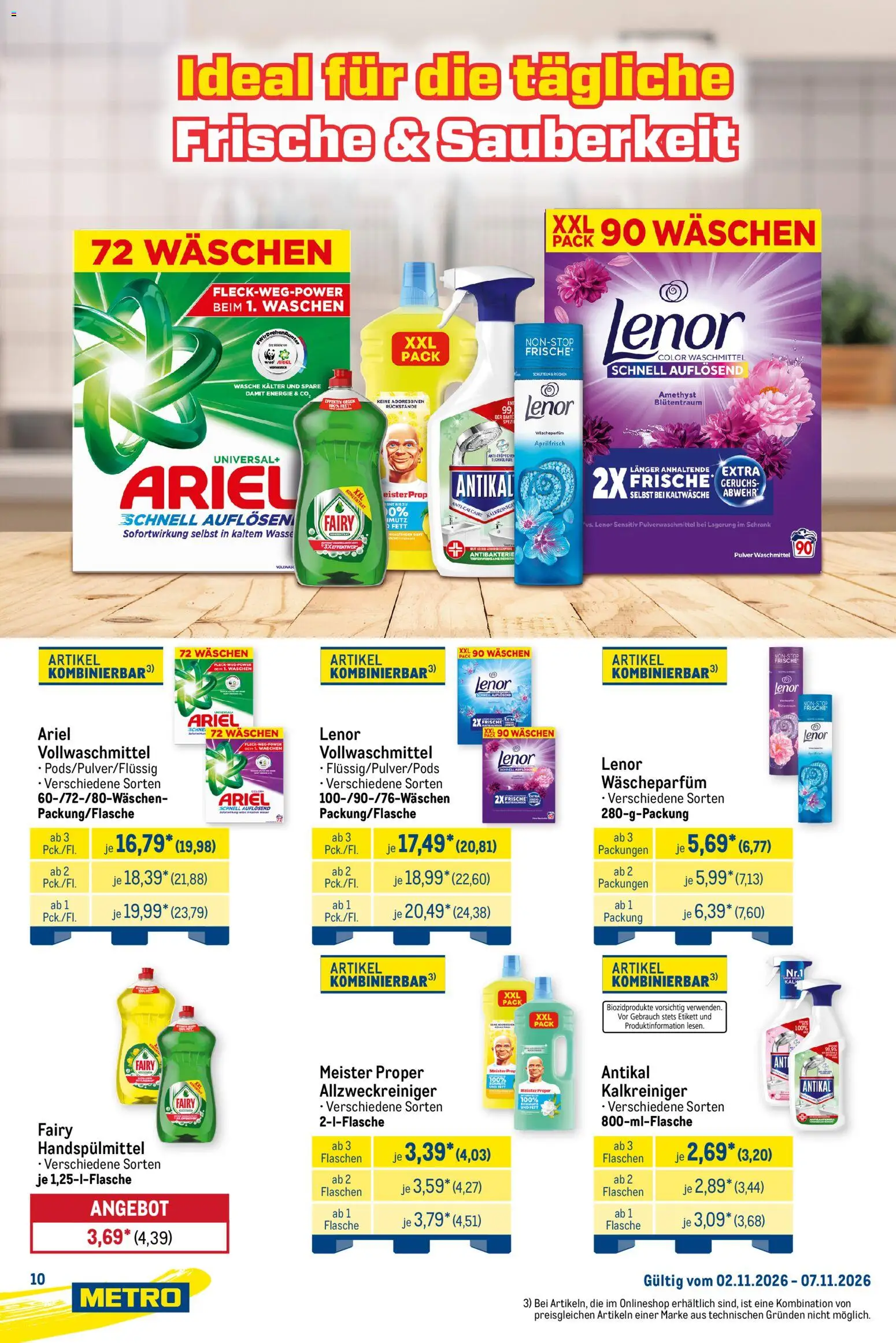 Vorschau von dem Prospekt des Geschäftes Metro, gültig ab dem 02.11.2026 - Schrank, Ariel, Waschmittel, Lenor