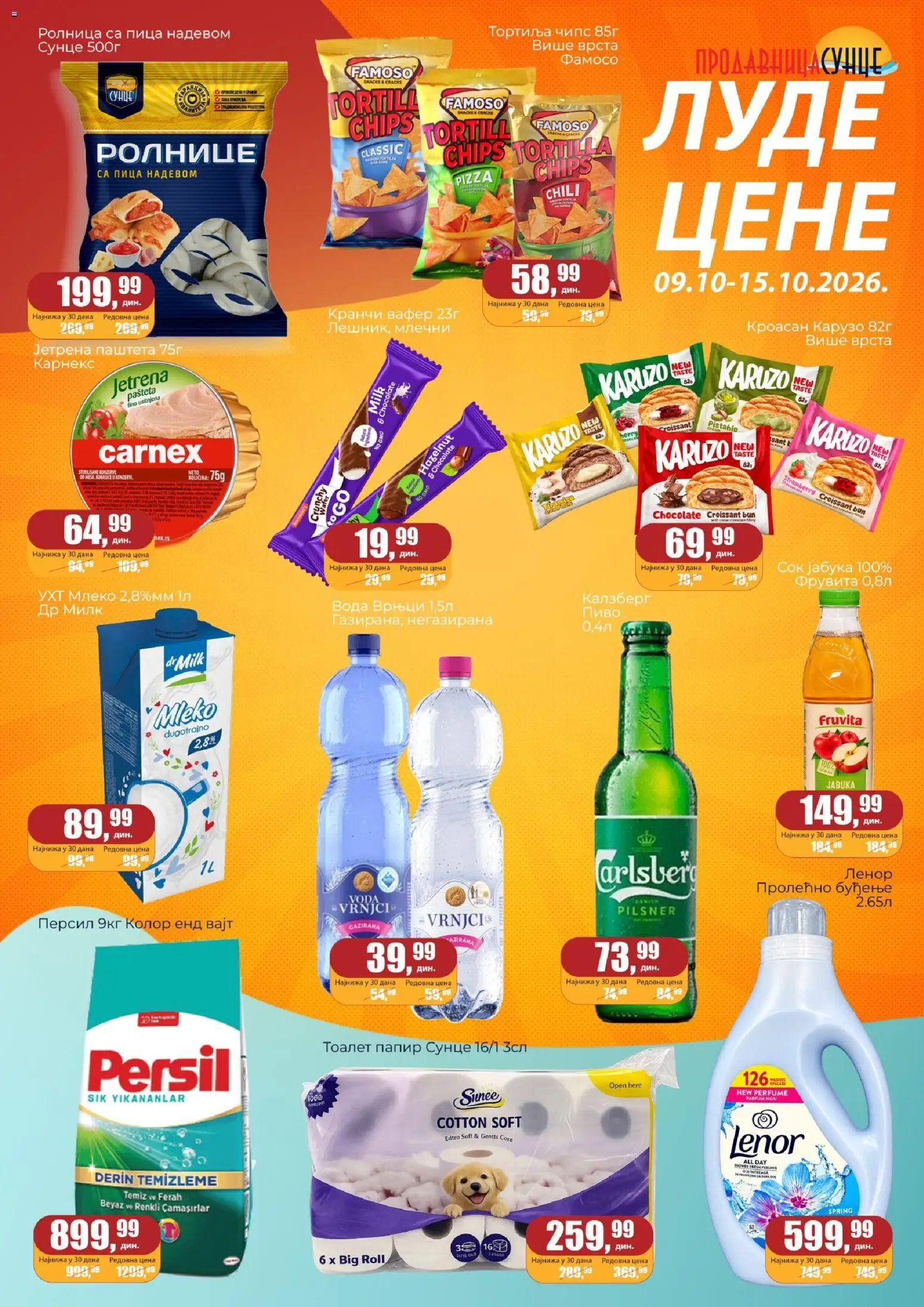 Pregled Sunce kataloga - važi od 09.10.2026 - Lenor, Fruvita, Mleko, Persil, Pašteta