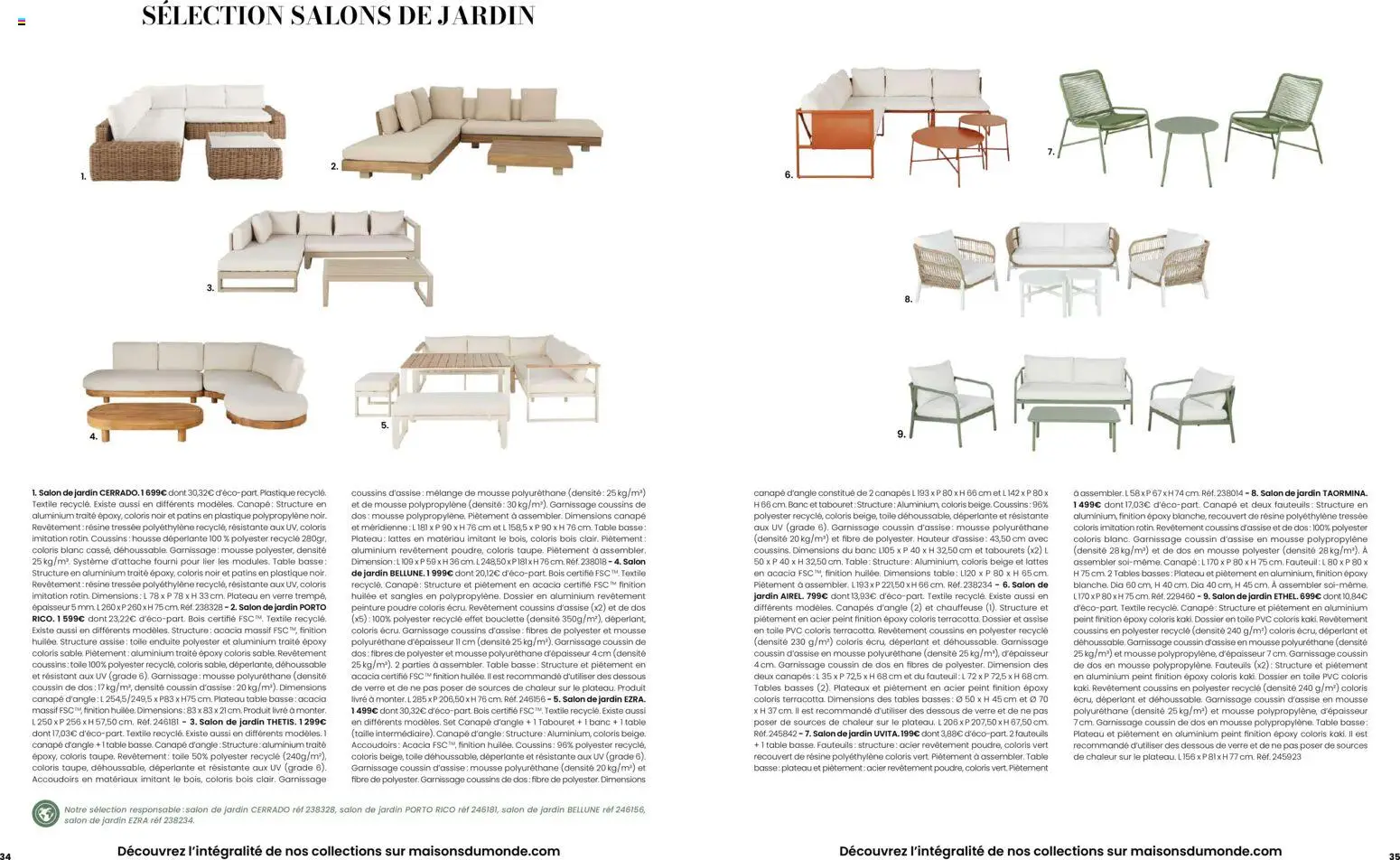 Prévisualisation de Maisons du Monde catalogue du magasin Maisons du Monde formulaire valide 02/09/2026 - Salon de jardin, Table basse, Canapé, Fauteuil, Canapés, Table, Mousse, Canapé d’angle
