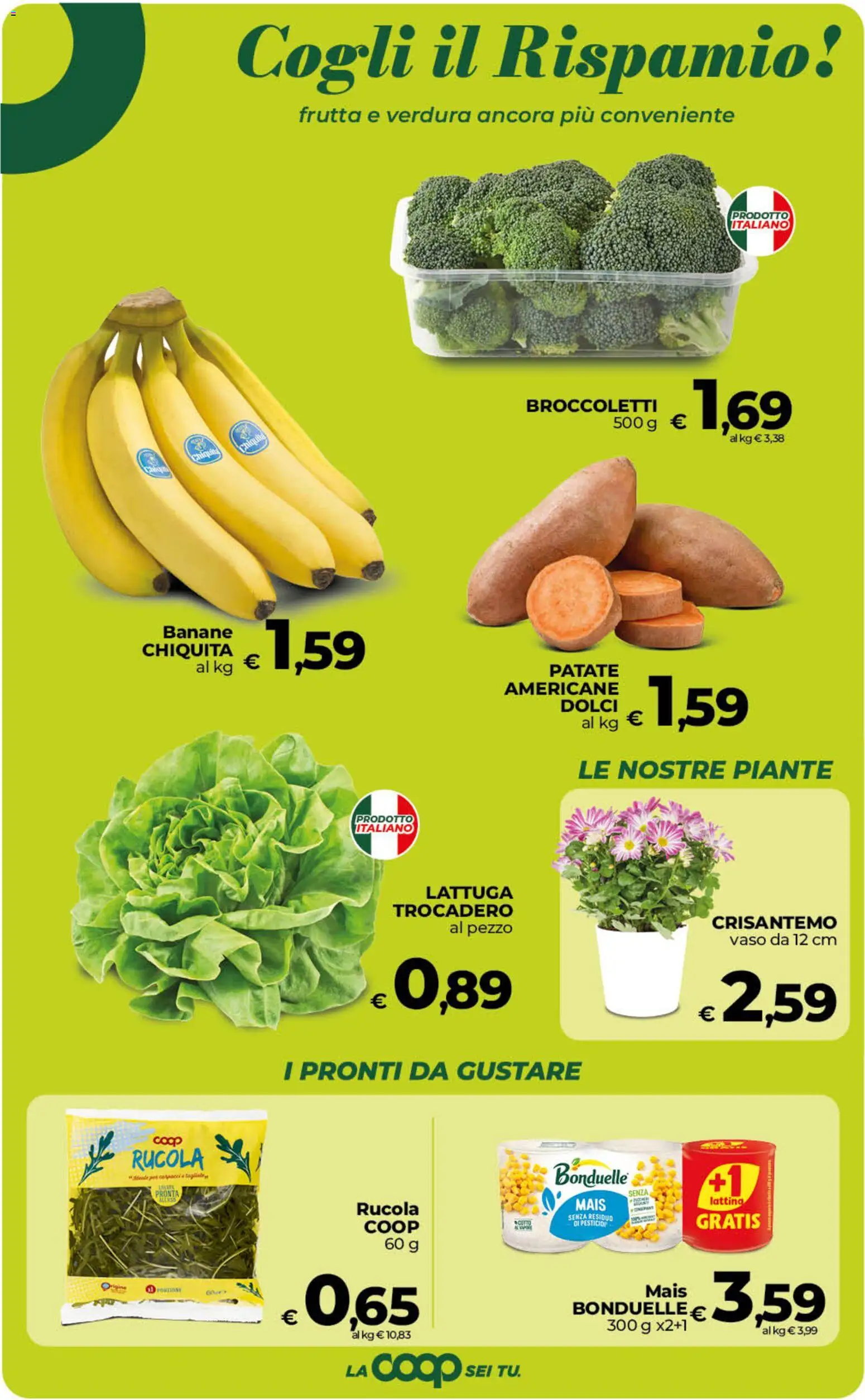 Anteprima dell'opuscolo COOP volantino inCoop Sicilia dal negozio COOP valido da 23/10/2026 - Dolci, Frutta, Rucola, Mais, Lattuga, Broccoletti, Patate americane, Banane