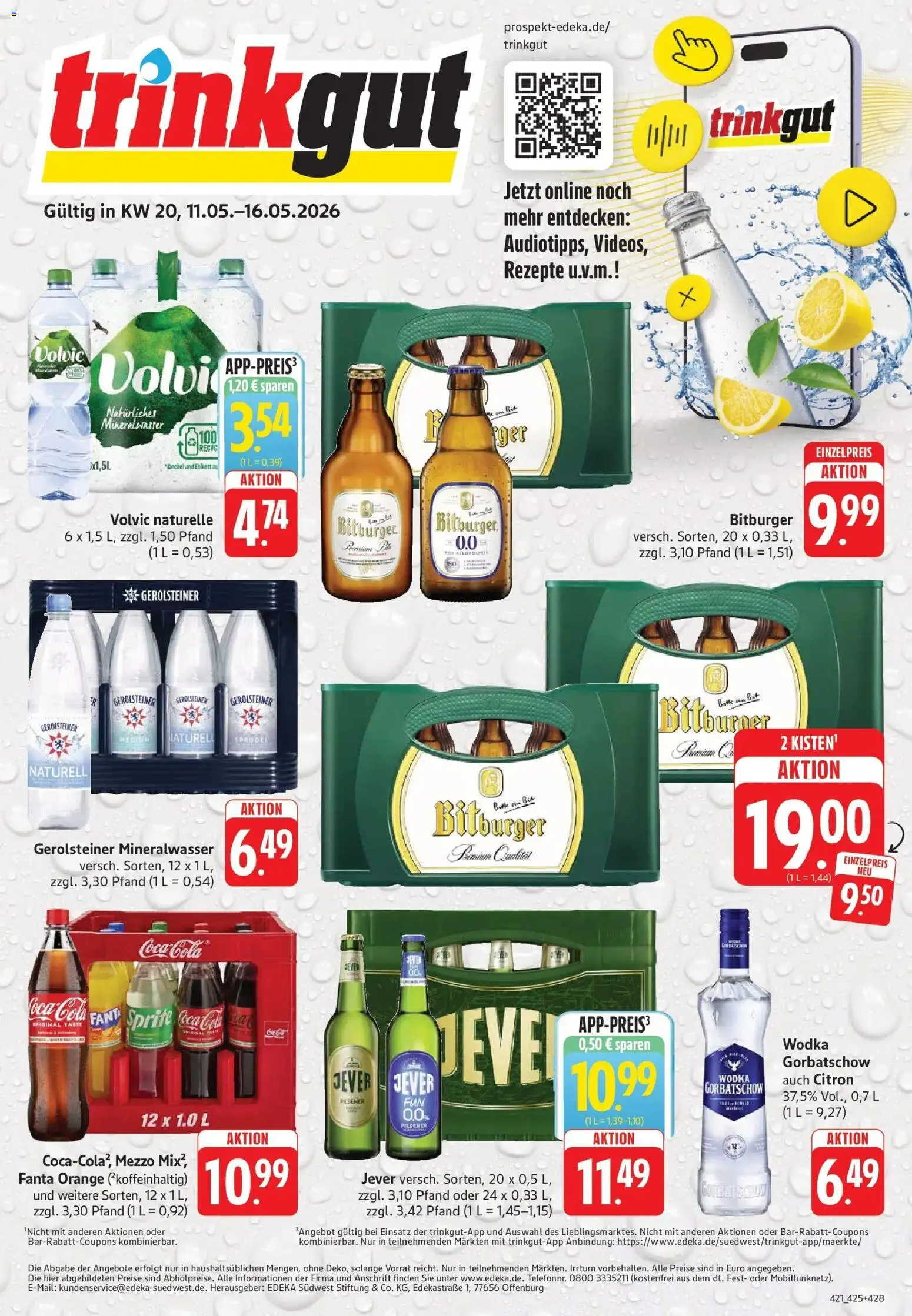 Vorschau von dem Prospekt des Geschäftes Trinkgut, gültig ab dem 10.05.2026 - Burger, Cola, Gerolsteiner, Jever, Fanta, Bitburger, Sprite, Volvic
