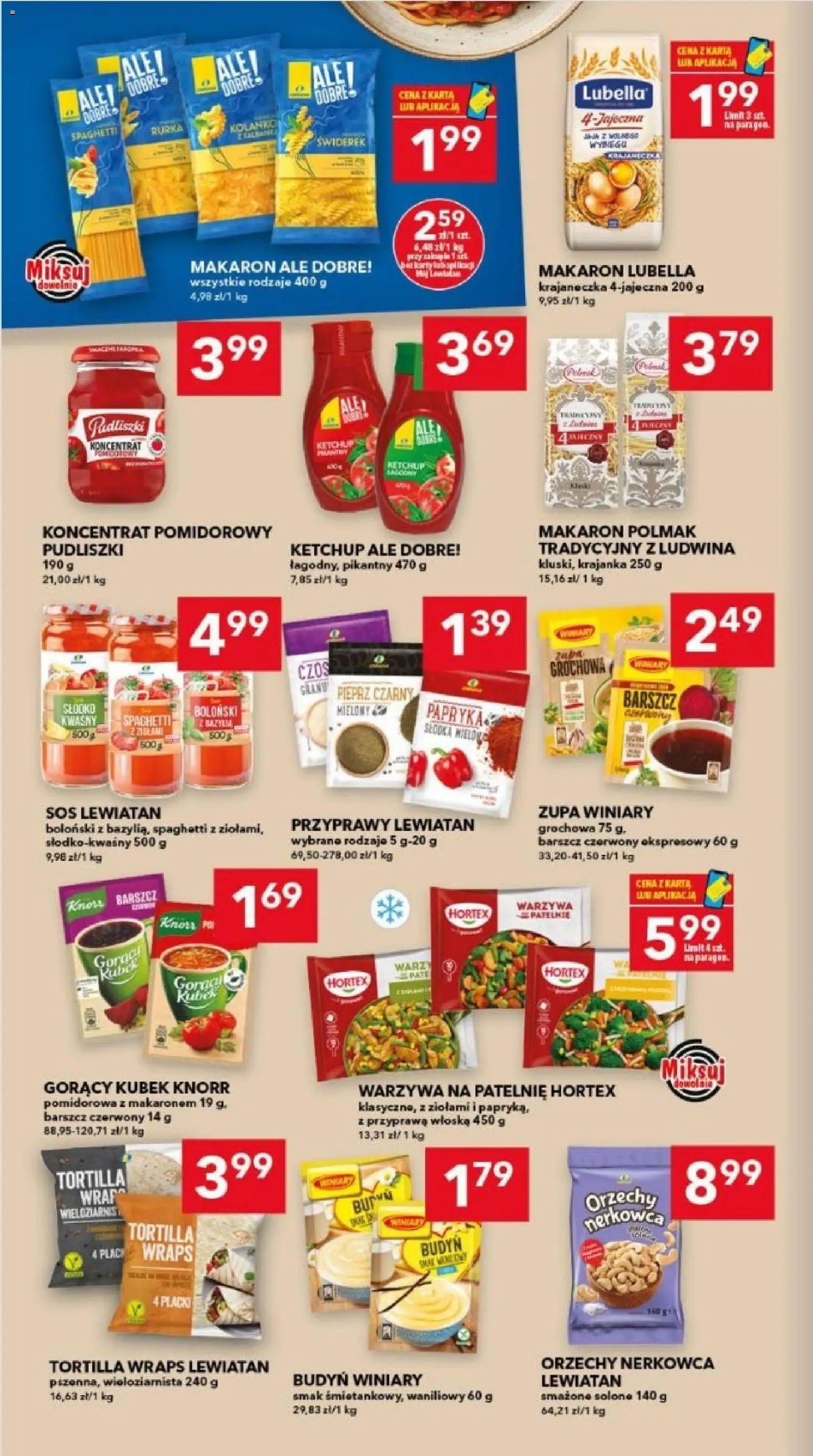 Pogląd gazetki "Lewiatan gazetka - Ostrów Wielkopolski" ze sklepu Lewiatan ważnej od 08.10.2026 - Makaron, Spaghetti, Przyprawy, Orzechy nerkowca, Barszcz, Orzechy, Koncentrat pomidorowy, Tortilla wraps