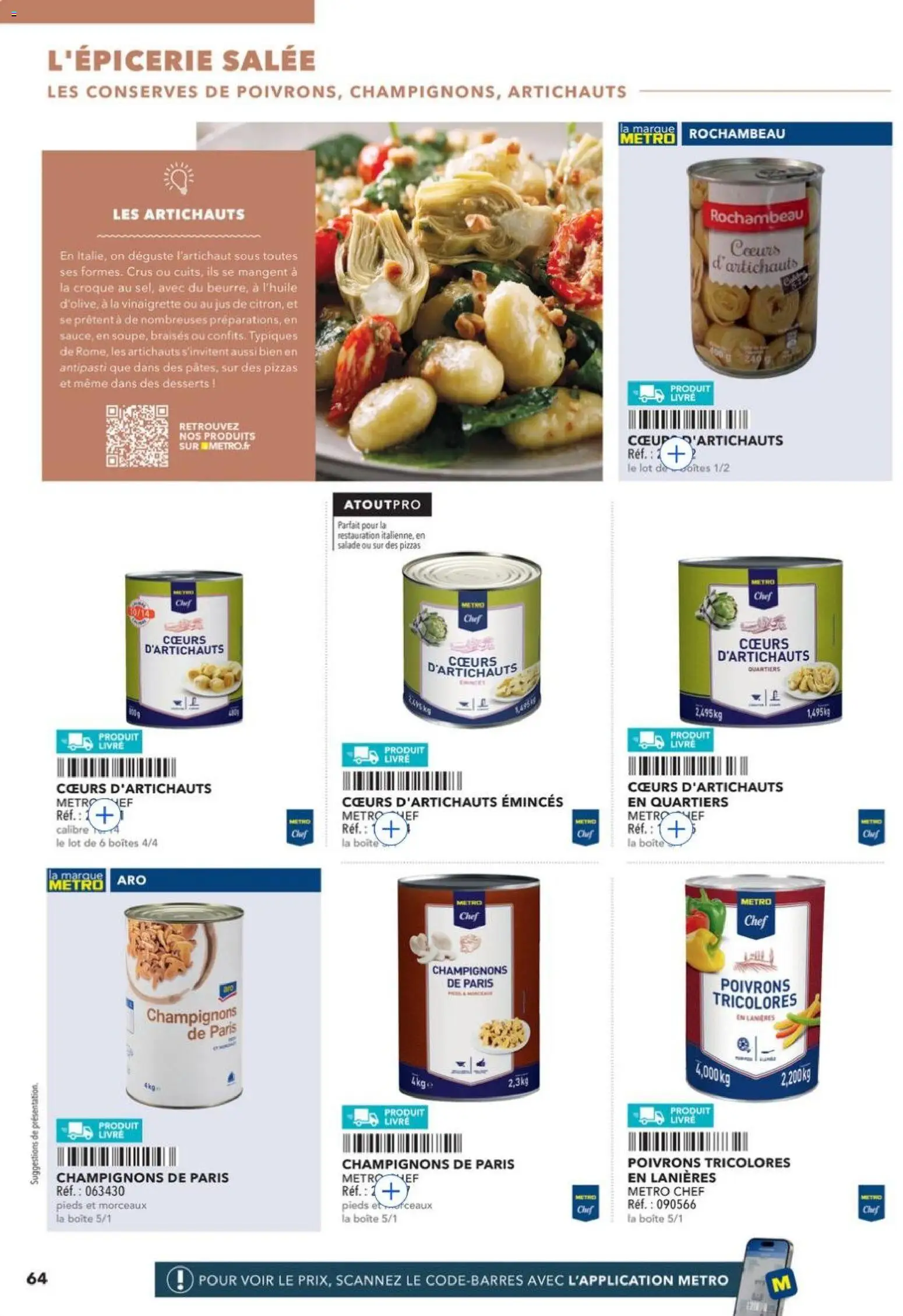 Prévisualisation de METRO - Guide Italie du magasin METRO formulaire valide 28/05/2026 - Salade, Vinaigrette, Poivrons, Champignons, Antipasti, Jus, Conserves, Coeurs d'artichauts