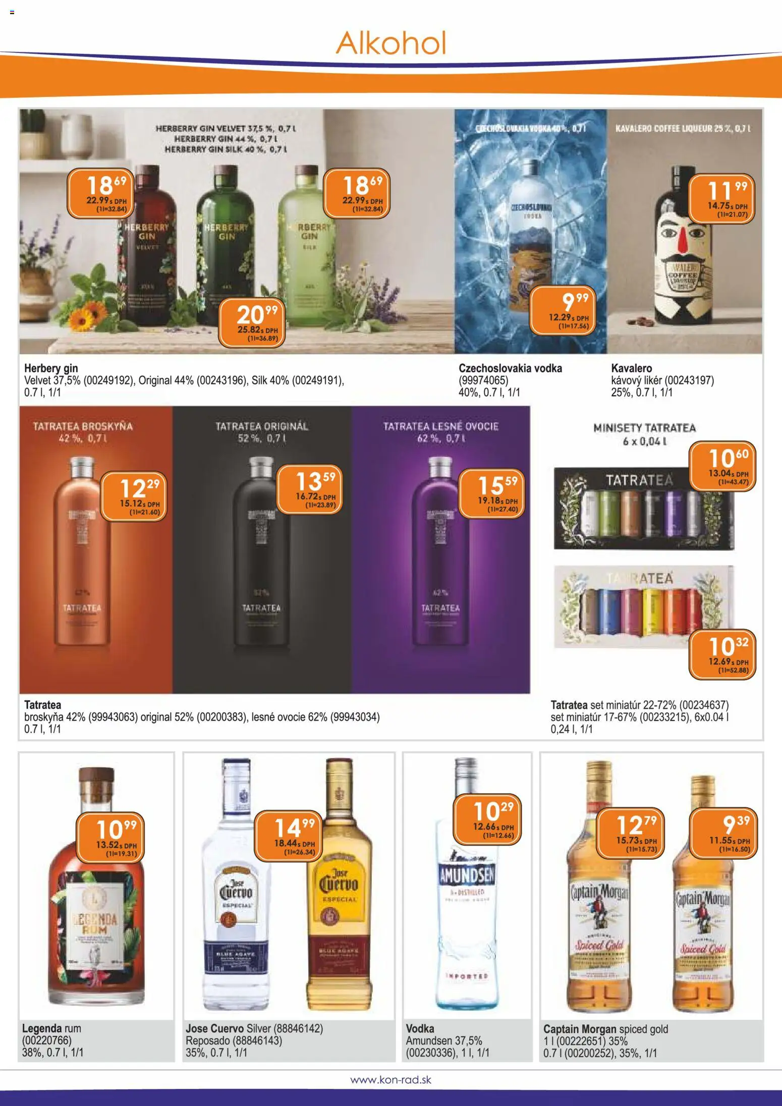 Náhľad KON - RAD letáku platného od 01.11.2026 - Alkohol, Rum, Vodka, Ovocie, Gin, Captain Morgan