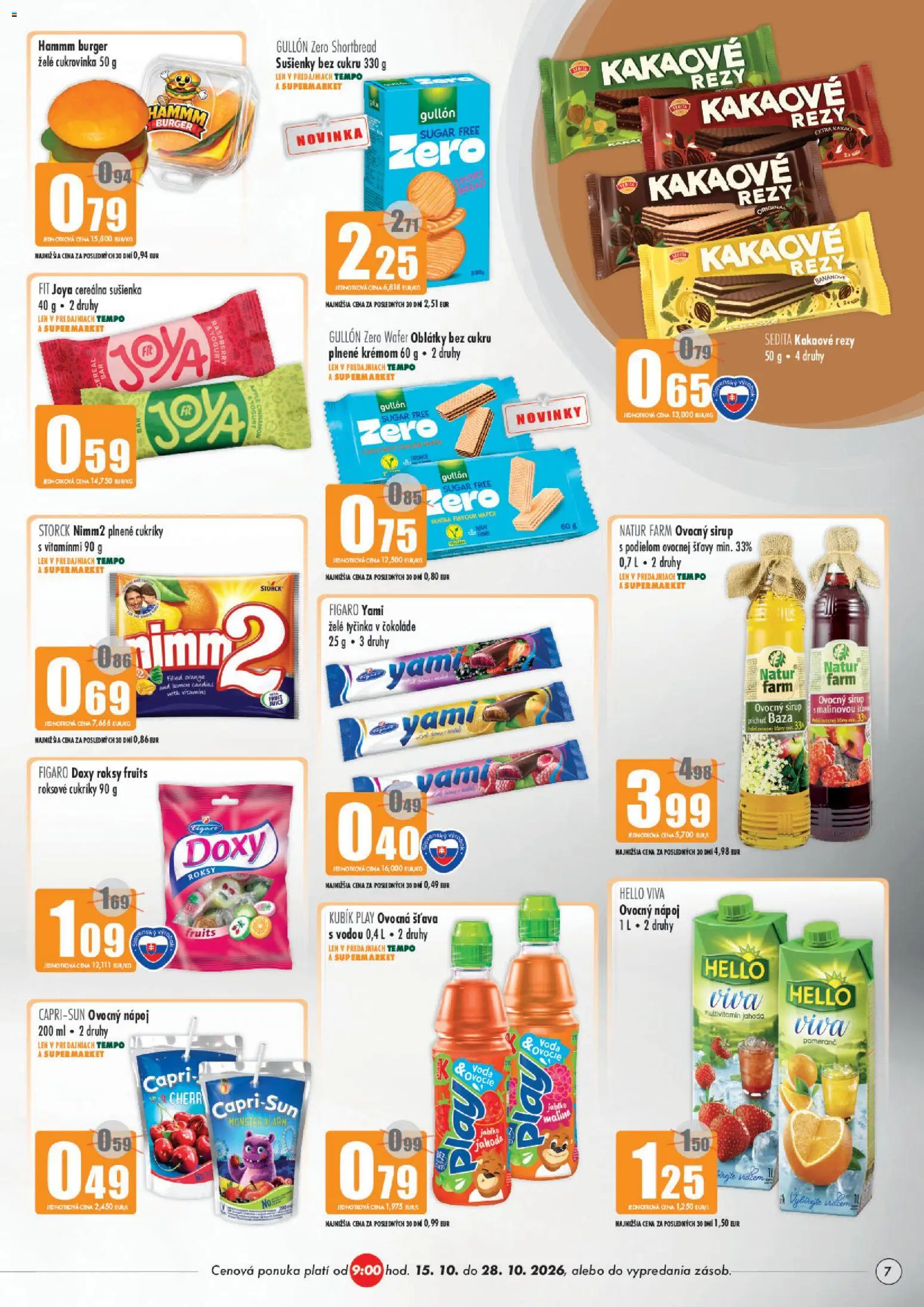 Náhľad COOP Jednota letáku platného od 15.10.2026 - Voda, Stan, Multivitamín, Cukríky, Sušienky, Oblátky, Ovocný sirup, Šťava