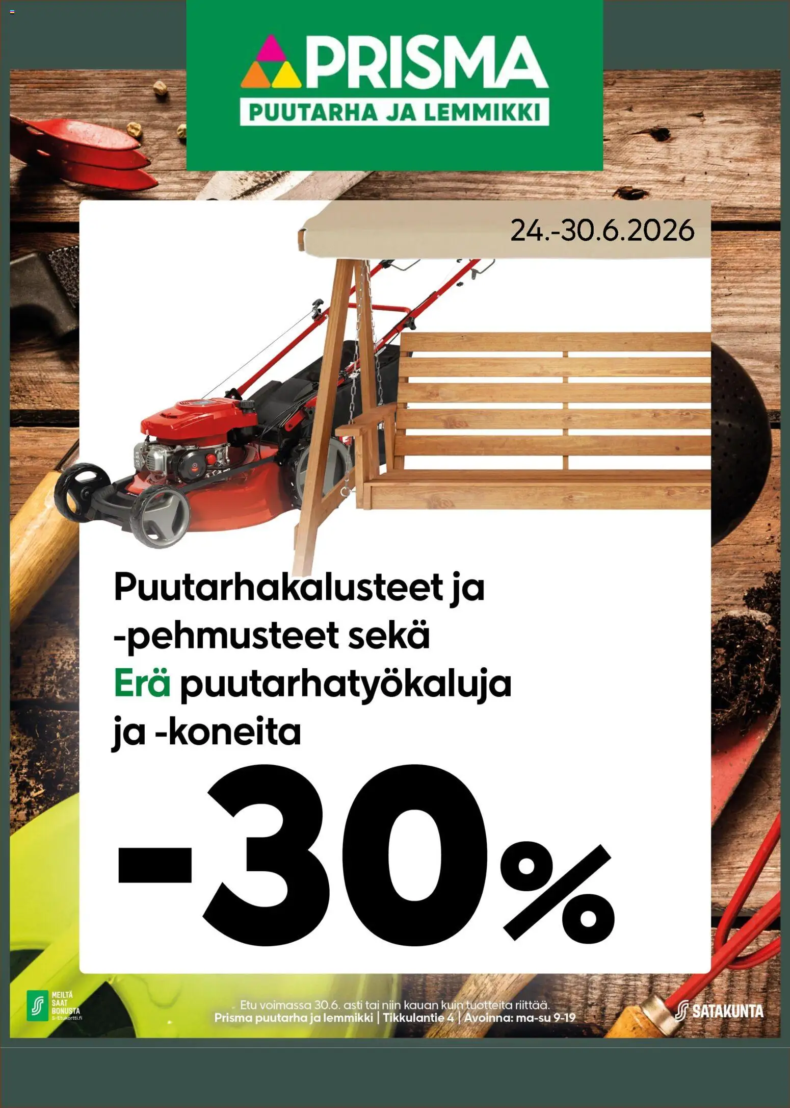 Kaupan Prisma Prisma puutarha ja lemmikki ilmoitukset esikatselu, voimassa 24/06/2026