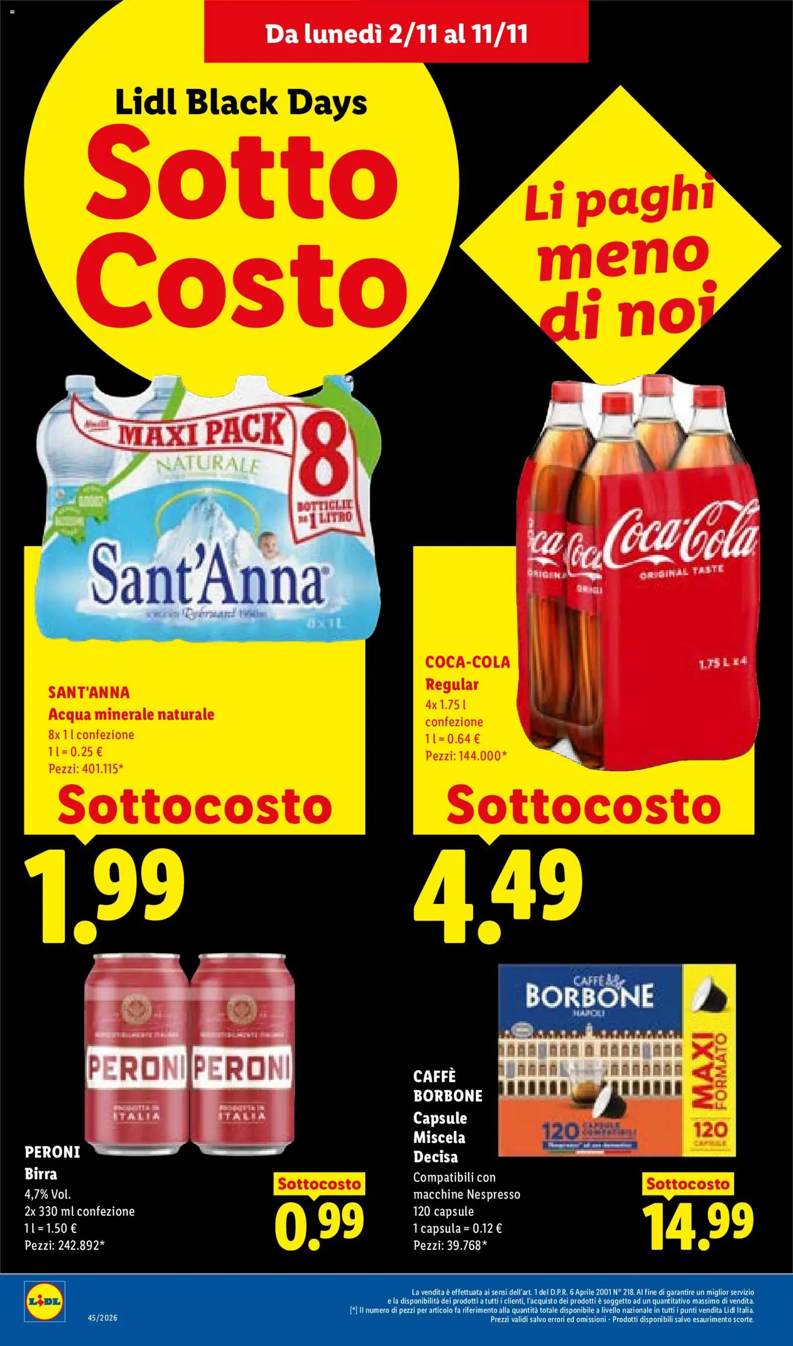 Anteprima dell'opuscolo Lidl volantino Sicilia dal negozio Lidl valido da 02/11/2026 - Acqua, Caffè, Birra, Acqua minerale, Borbone, Birra Peroni, Capsula