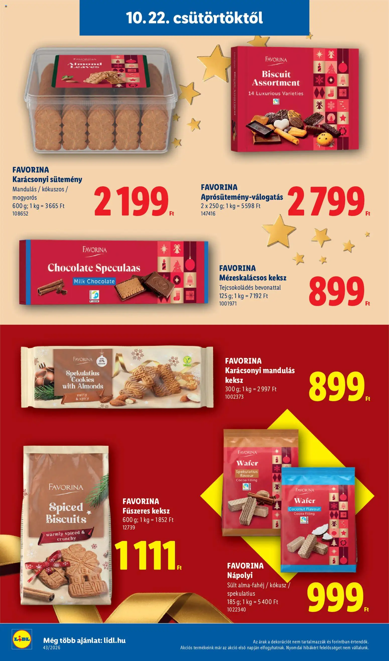 Lidl - Lidl Favorina katalogus megtekintése, amely érvényes 2026.10.22.-től - Mézeskalács, Sütemény, Keksz, Nápolyi, Kokusz, Sült, Wafers, Tejcsokoládé