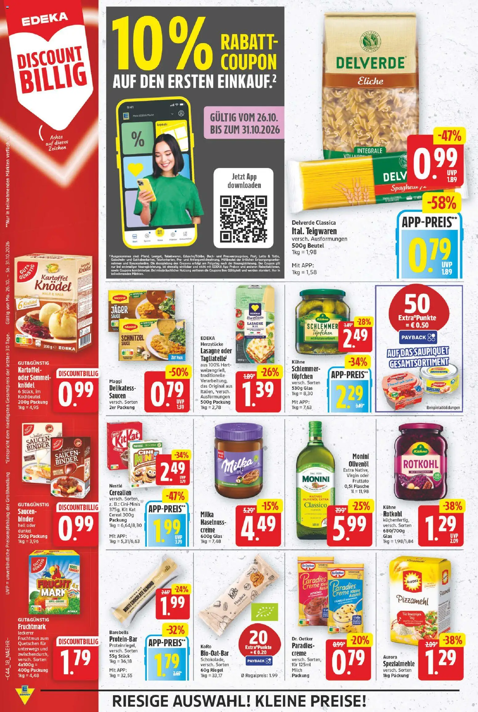 Vorschau von dem Prospekt des Geschäftes E center, gültig ab dem 26.10.2026 - Äpfel, Lasagne, Maggi, Thunfisch, Milch, Milka, Creme, Olivenol