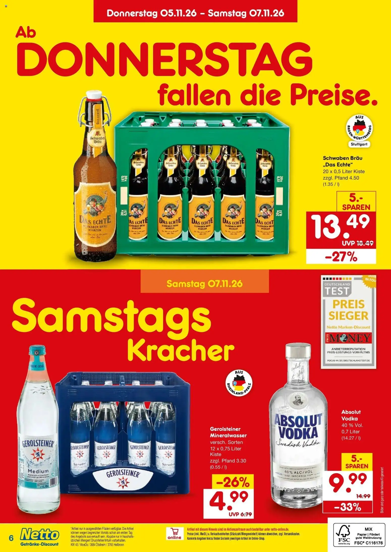 Vorschau von dem Prospekt des Geschäftes Netto Marken-Discount, gültig ab dem 02.11.2026 - Bilder, Mineralwasser, Gerolsteiner, Vodka