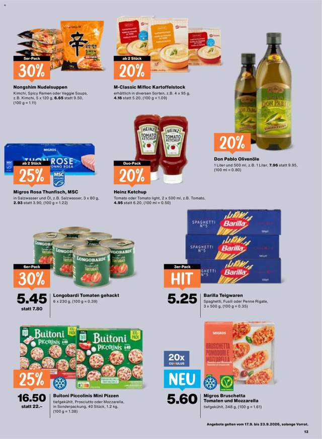 Neue Migros Aktionen ab 17.09.