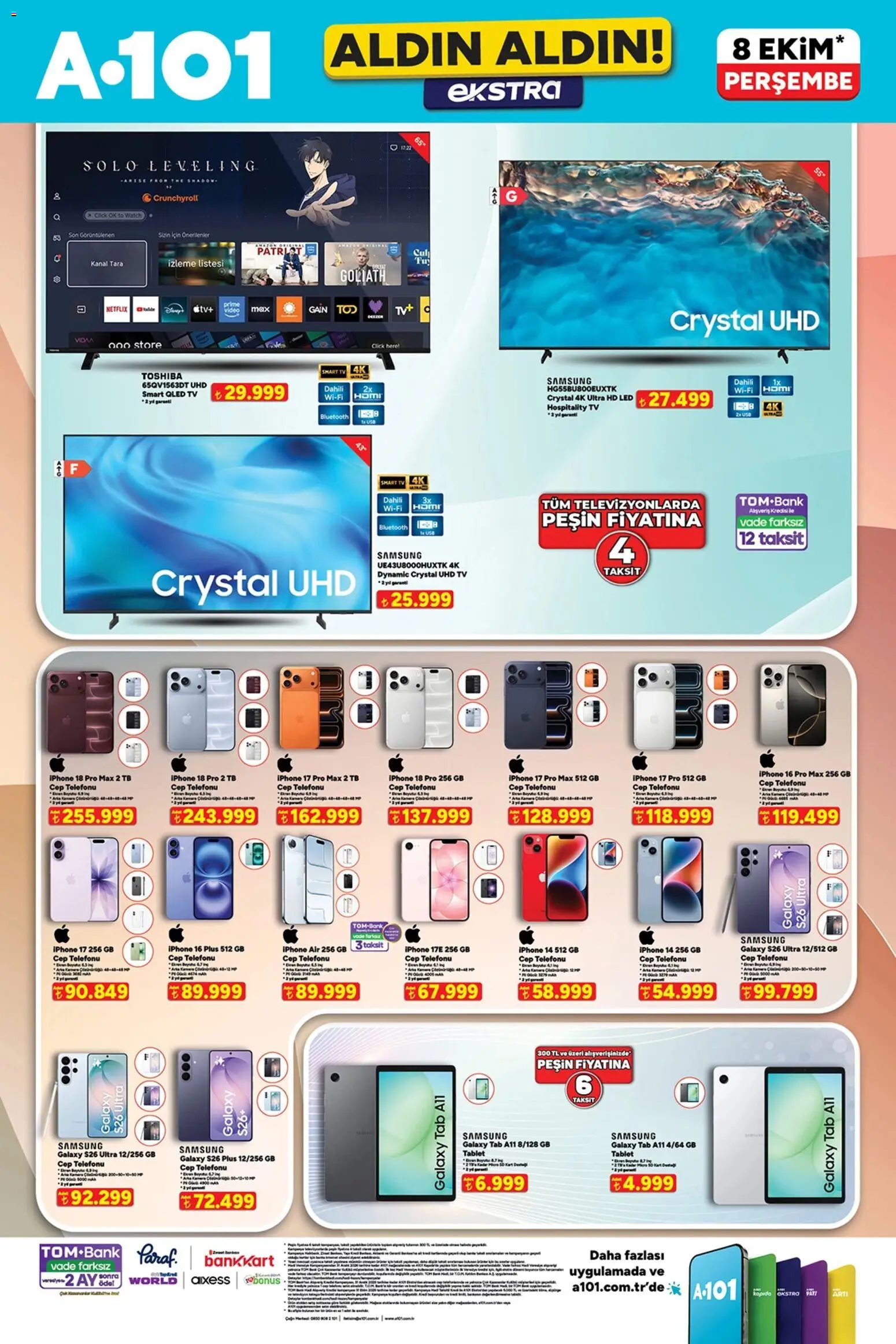 A101 A101 - Katalog Aldın Aldın Ekstra 08.10.2026 - Broşürünün önizlemesi - Iphone, Tablet, TV, Video