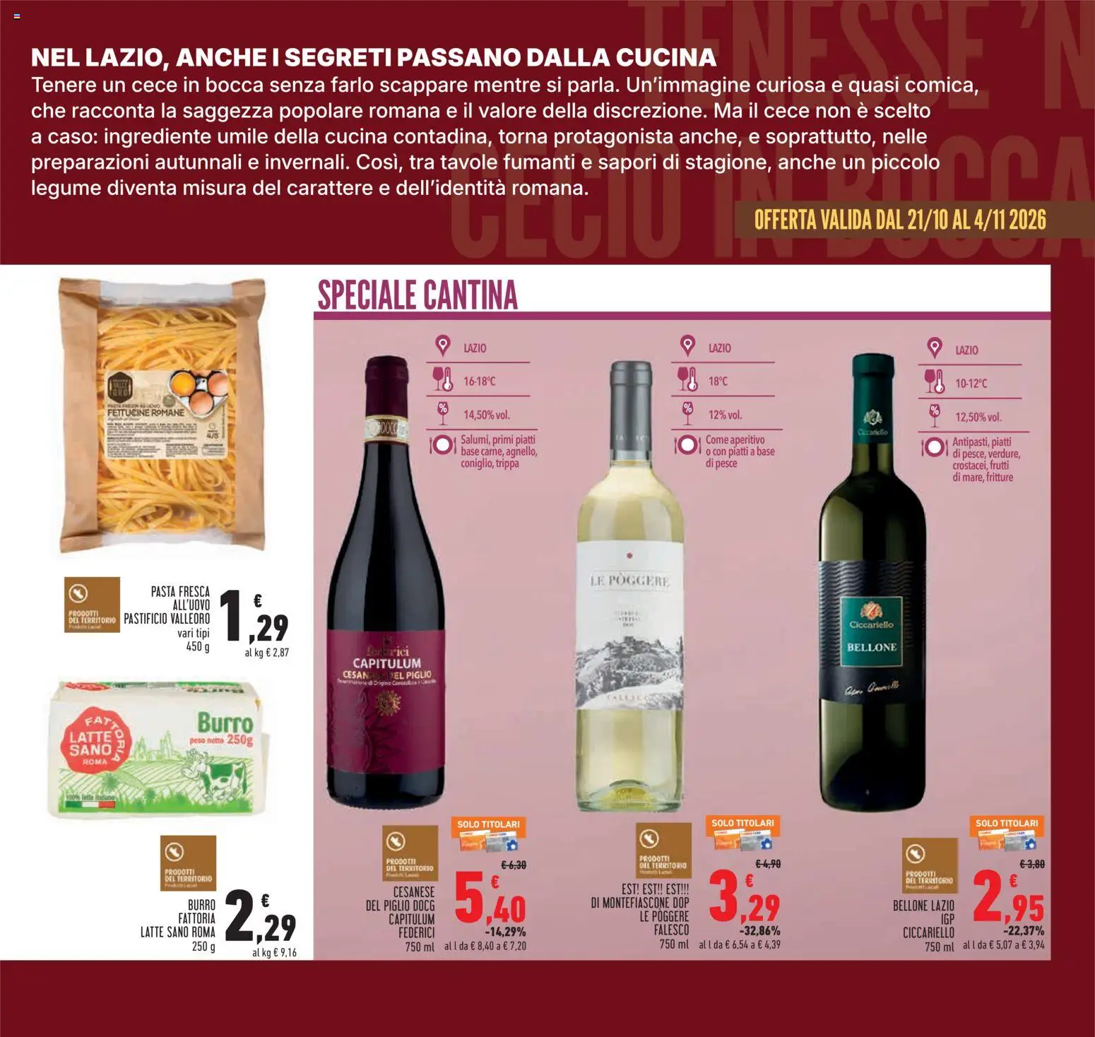 Anteprima dell'opuscolo Conad volantino dal negozio Conad valido da 21/10/2026 - Aperitivo, Pasta, Pesce, Latte, Trippa, Piatti, Burro