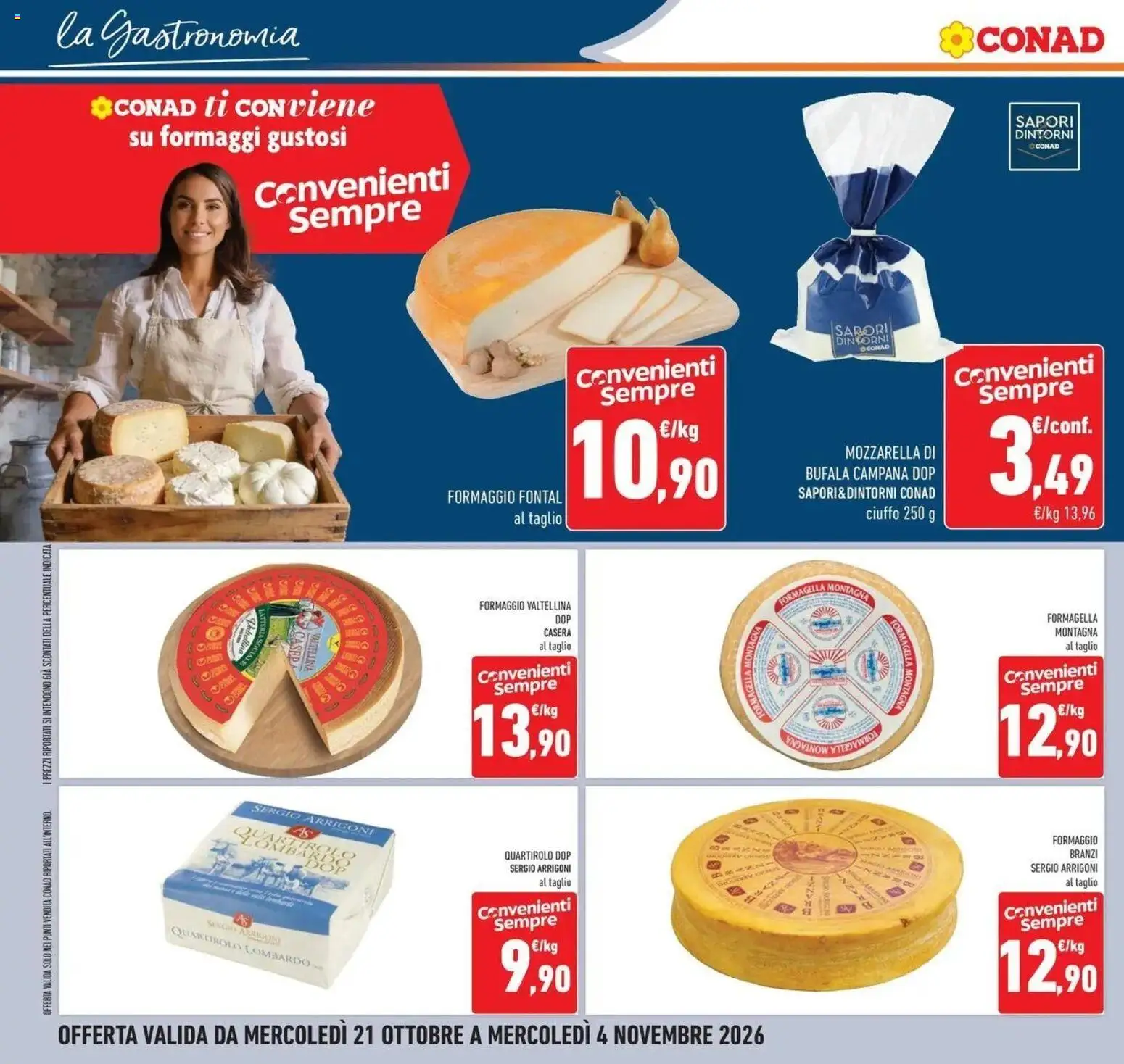 Anteprima dell'opuscolo Conad volantino Brembate di Sopra dal negozio Conad valido da 21/10/2026 - Formaggio, Mozzarella, Mozzarella di bufala, Taglio