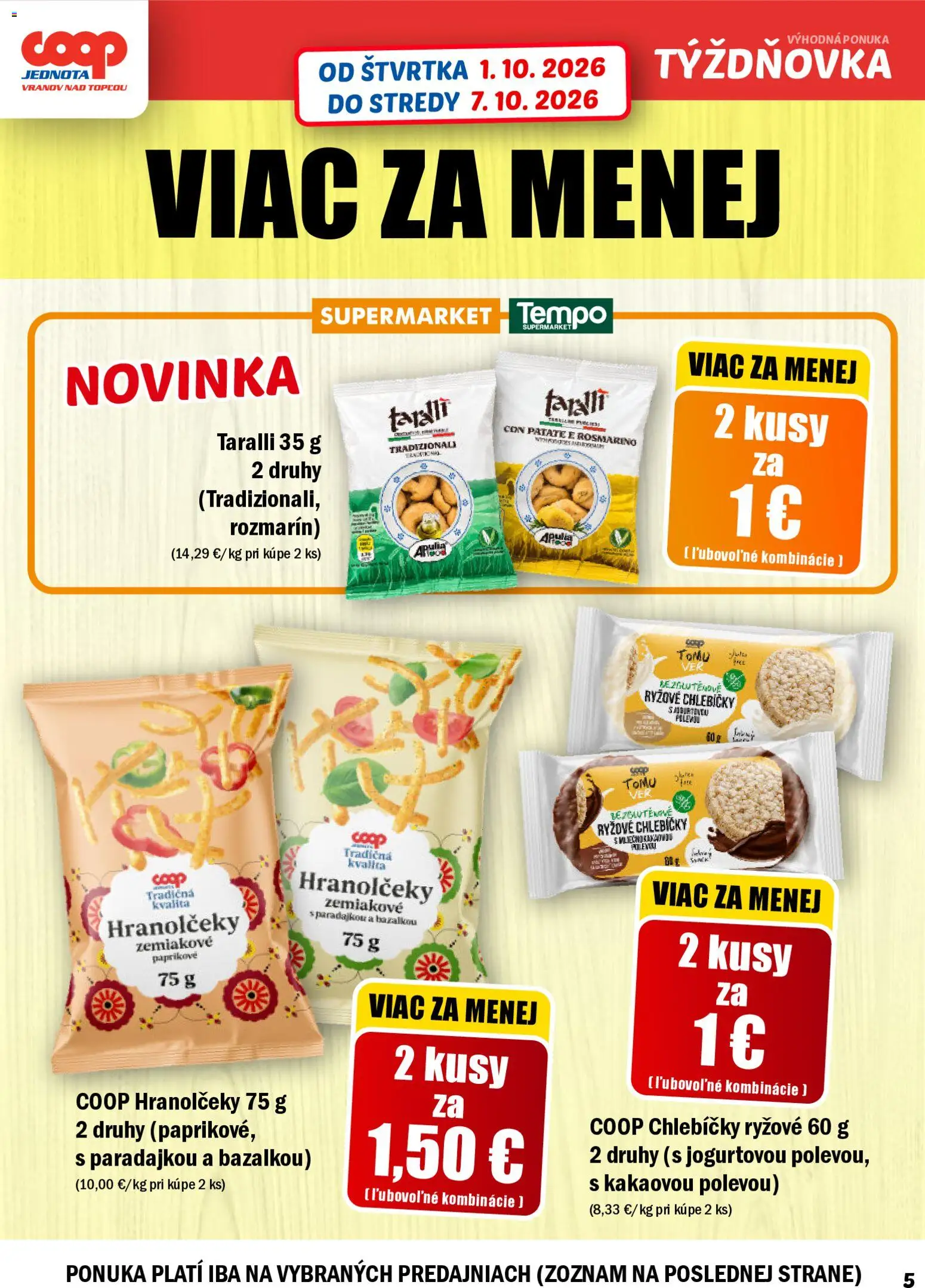 Náhľad COOP Jednota letáku platného od 01.10.2026 - Ryžové chlebíčky