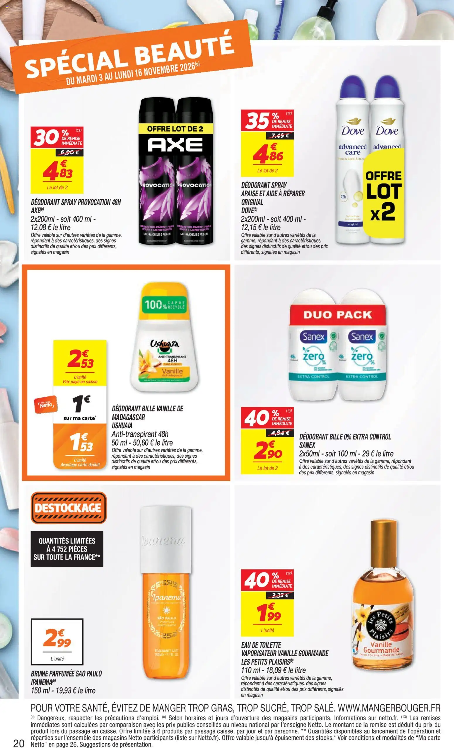 Prévisualisation de Netto - Temps fort Novembre du magasin Netto formulaire valide 03/11/2026 - Parfum, Vanille, Eau de toilette, Déodorant, Alcool, Vaporisateur