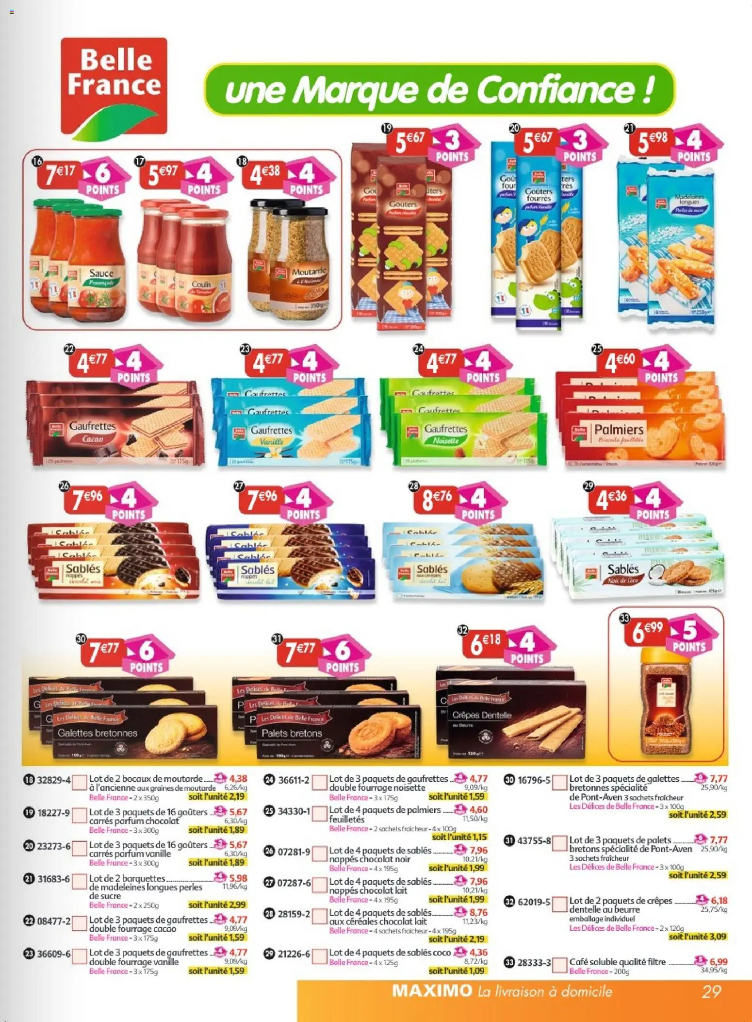 Prévisualisation de Maximo catalogue epicerie du magasin Maximo formulaire valide 26/10/2026 - Coco, Four, Céréales, Cacao, Moutarde, Chocolat noir, Galettes bretonnes, Crêpes dentelle