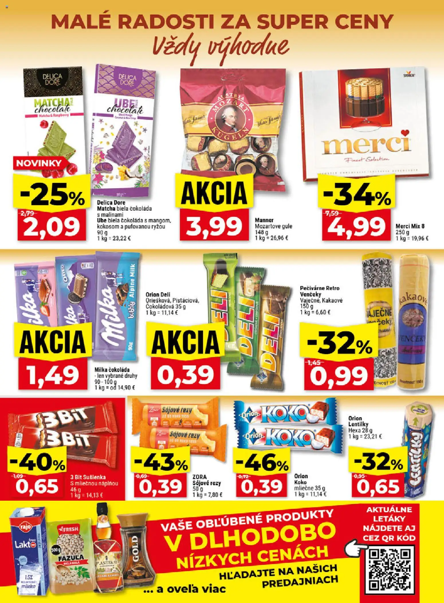 Náhľad Klas letáku platného od 02.11.2026 - Čokoláda, Mlieko, Milka, Merci, Fazuľa, Oreo, Biela čokoláda, Venčeky