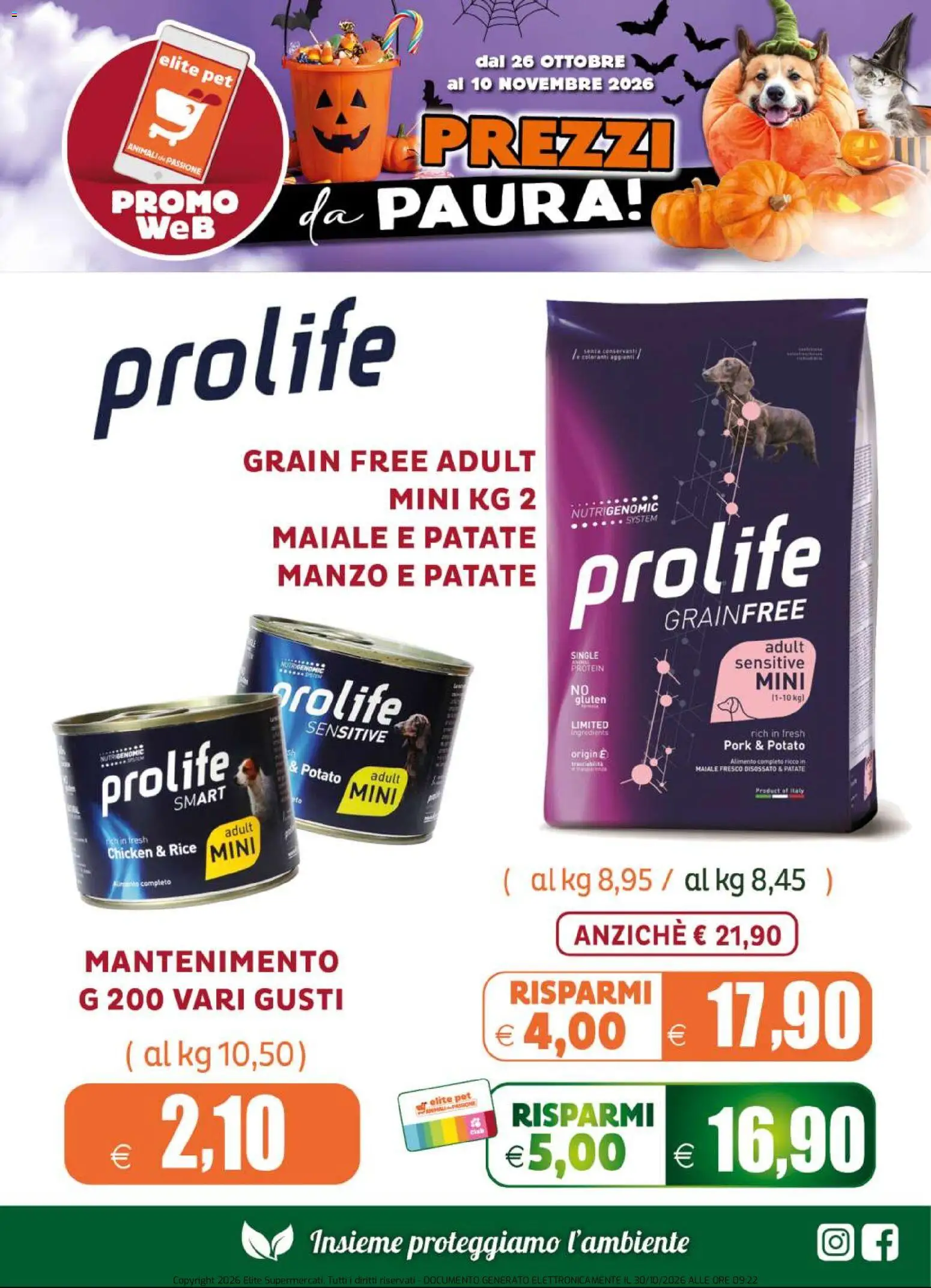 Anteprima dell'opuscolo Elite Supermercati volantino Pet dal negozio Elite Supermercati valido da 26/10/2026 - Maiale, Manzo, Patate
