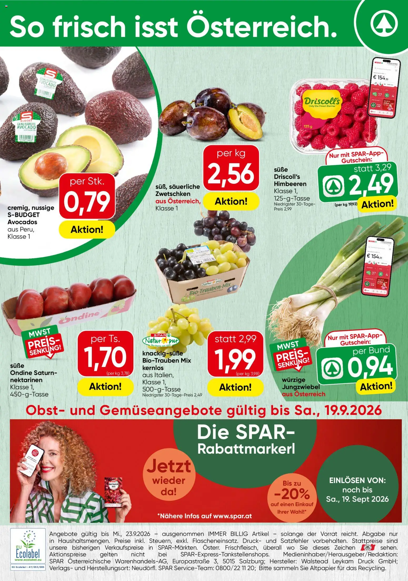 Vorschau der Angebote: Spar Spar Obst & Gemüse gültig ab 14.09.2026