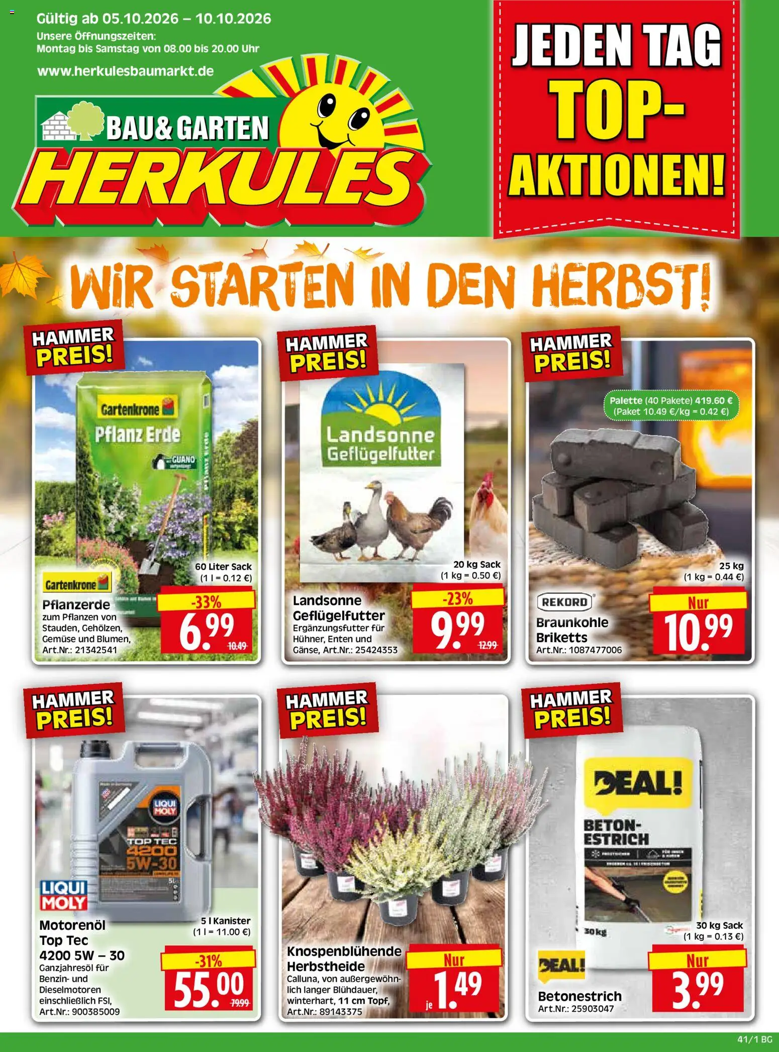 Vorschau von dem Prospekt des Geschäftes HERKULES, gültig ab dem 05.10.2026 - Uhr, Gemüse, Top, Pflanzerde