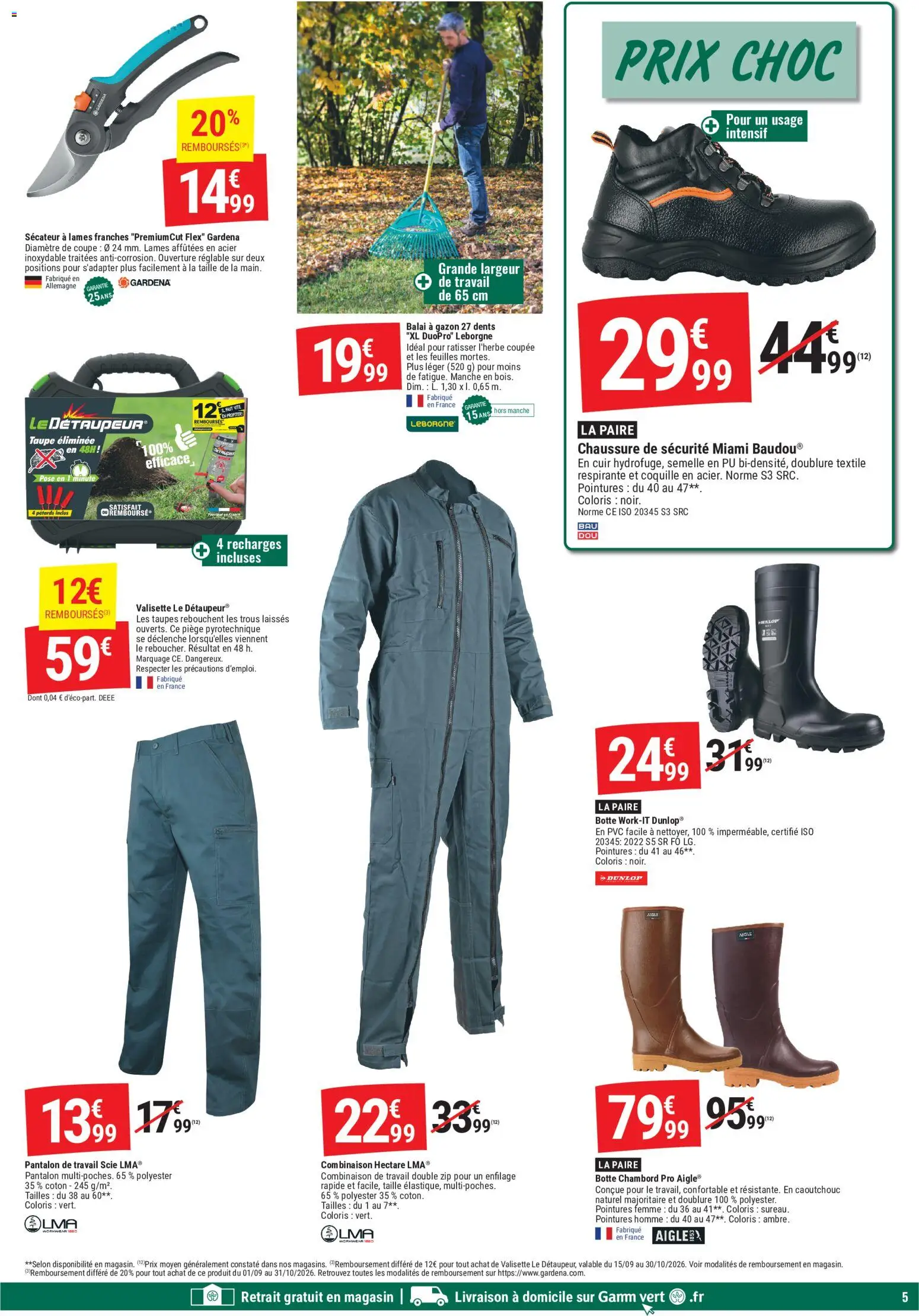 Prévisualisation de Gamm vert - Gamm vert MANIA du magasin Gamm vert formulaire valide 09/09/2026 - Chaussure de sécurité, Pantalon, Balai, Coton, Combinaison, Pantalon de travail, Sécateur, Détaupeur
