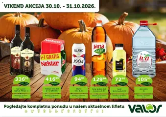 Pregled Valor kataloga - važi od 30.10.2026