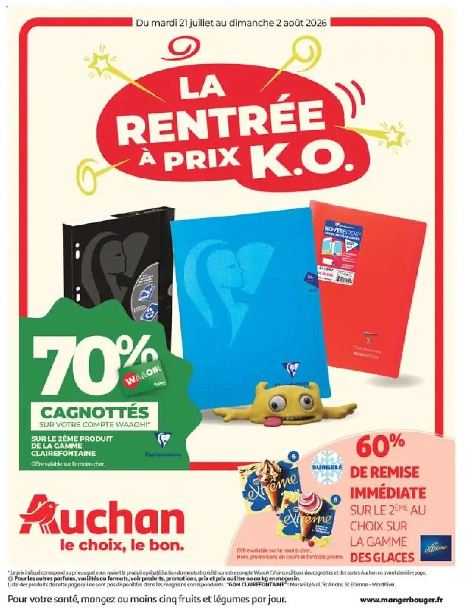 Prévisualisation de Auchan Promos XXL, rentrée du magasin Auchan formulaire valide 21/07/2026 - Fruits, Glaces