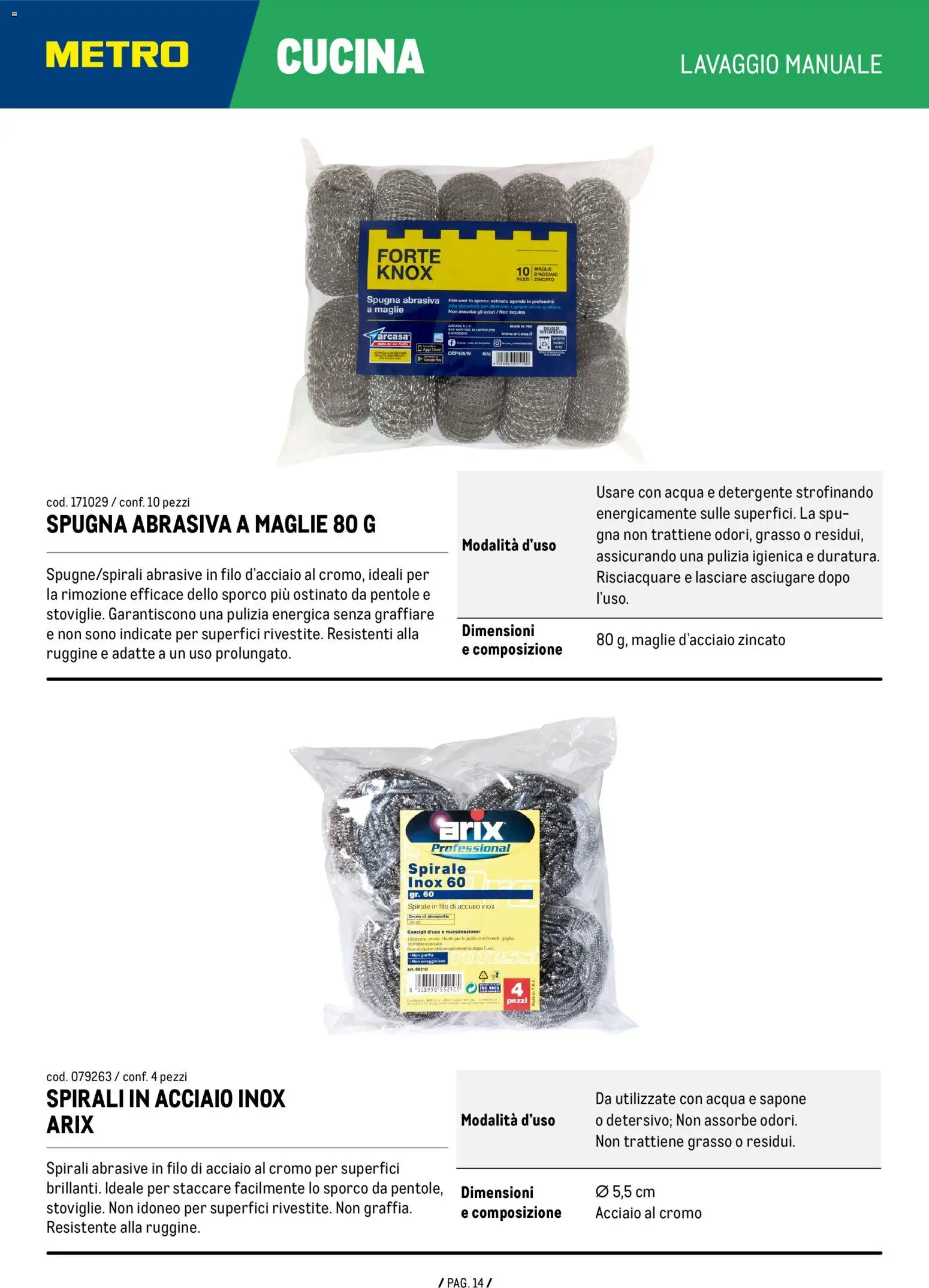 Anteprima dell'opuscolo Metro volantino Detergenza dal negozio Metro valido da 04/06/2026 - Acqua, The, Pentole, Spugna, Sapone, Detergente
