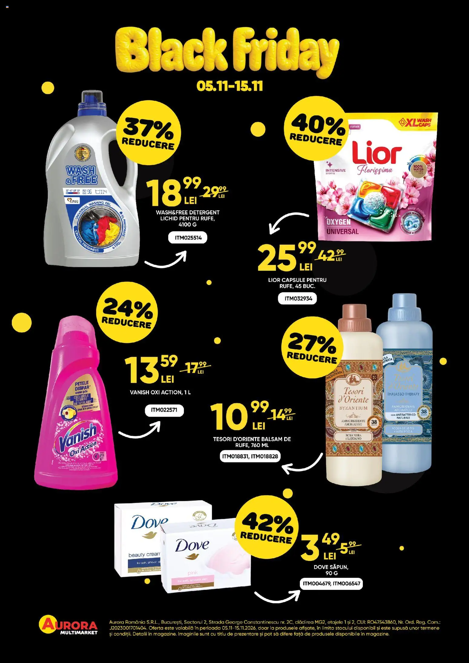 Previzualizarea de cataloage: Aurora Multimarket Aurora Multimarket Black Friday valabil de la 05.11.2026 - Black, Detergent, Vanish, Balsam