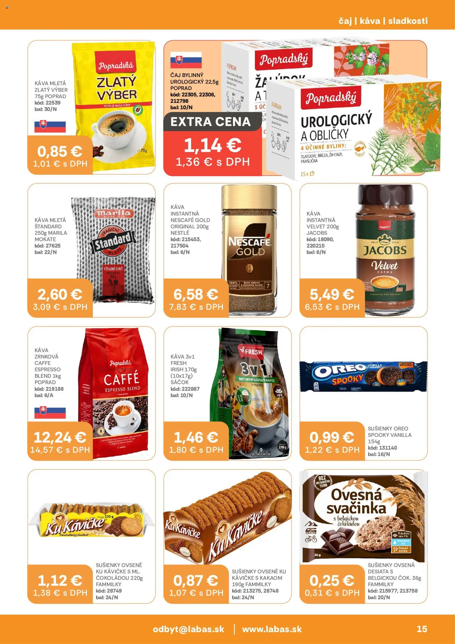 Náhľad Labaš letáku platného od 09.10.2026 - Káva, Čaj, Oreo, Zrnková káva, Instantná káva, Nescafé Gold, Sušienky