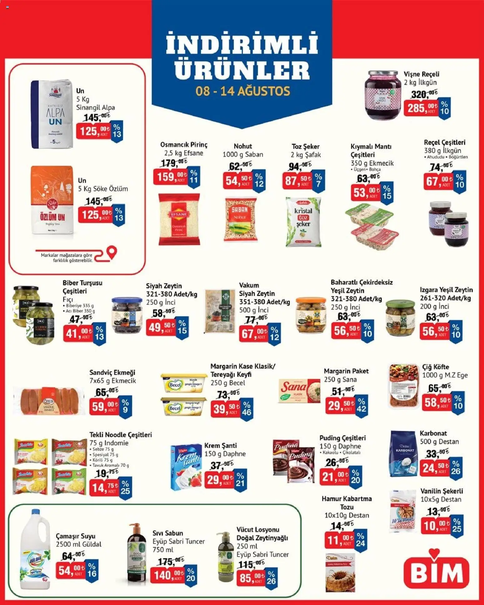 BİM BİM Katalog 08.08.2026 - Broşürünün önizlemesi - Şeker, Zeytin, Ahududu, Böğürtlen, Krem, Acı biber, Toz şeker, Izgara