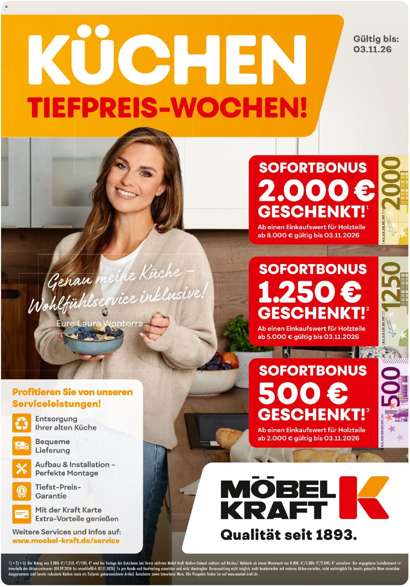 Vorschau von dem Prospekt des Geschäftes Möbel Kraft, gültig ab dem 04.09.2026 - Kuchen, Küche