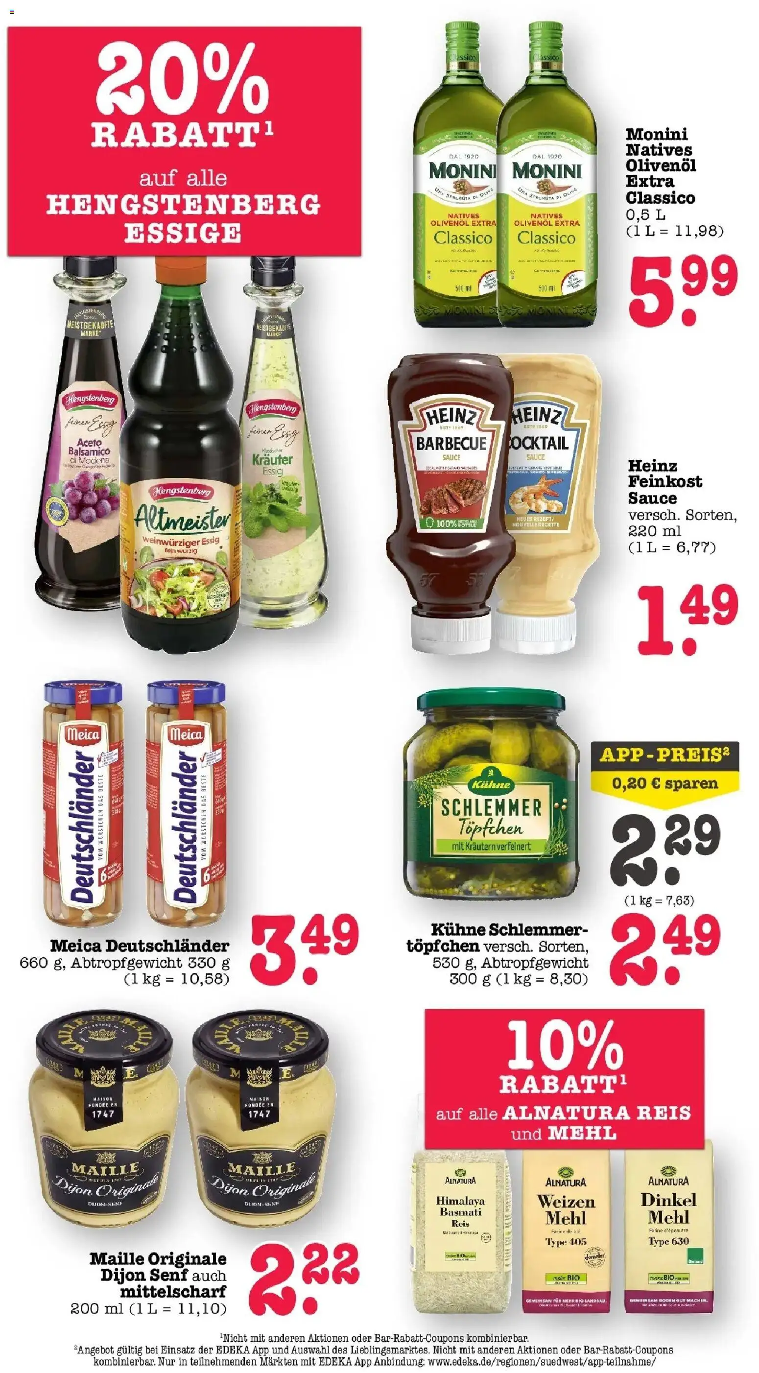 Vorschau von dem Prospekt des Geschäftes Edeka, gültig ab dem 26.10.2026 - Reis, Mehl, Balsamico, Essig, Meica, Olivenol