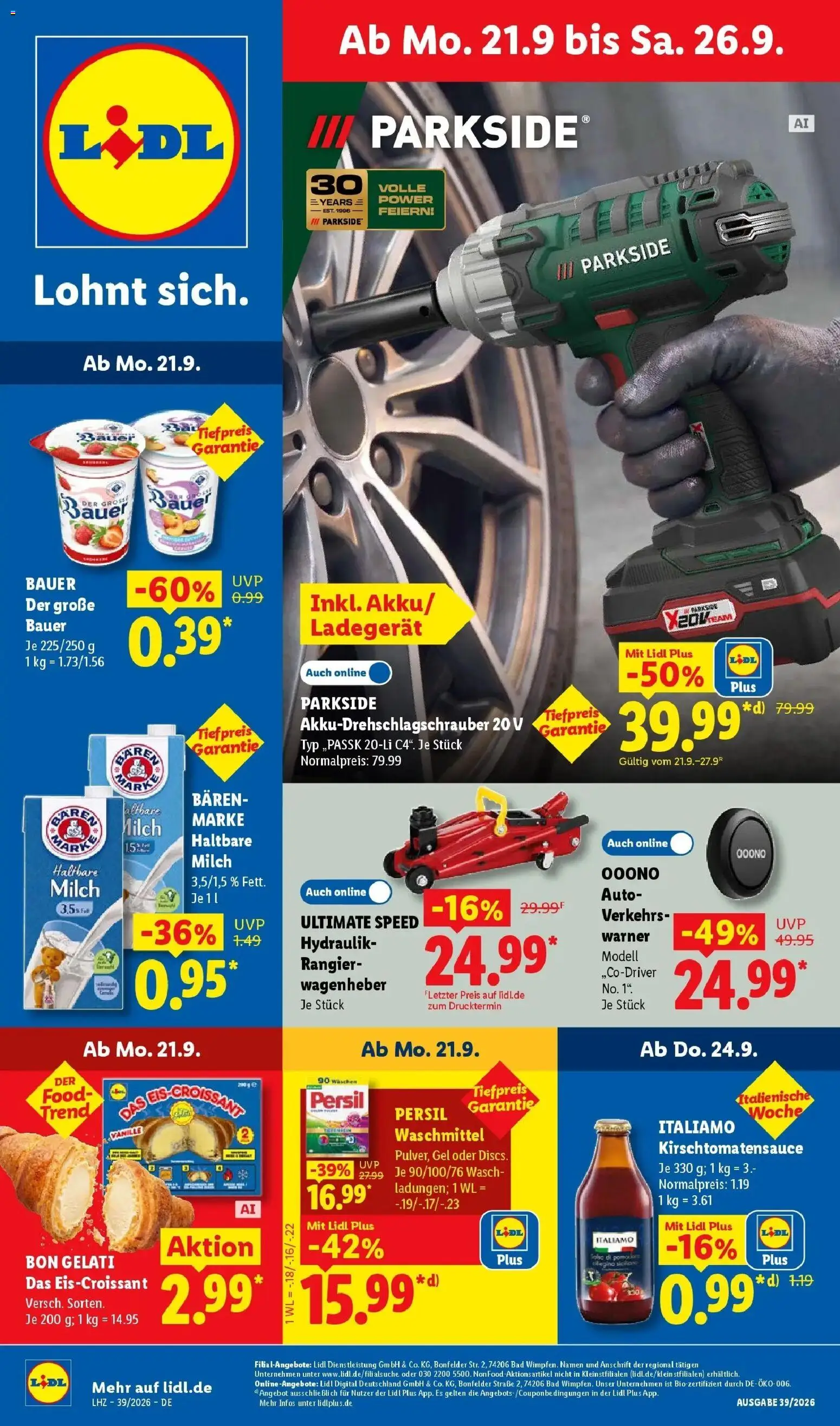 Vorschau von dem Prospekt des Geschäftes Lidl, gültig ab dem 21.09.2026
