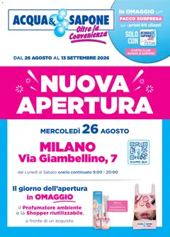 Anteprima dell'opuscolo Acqua e Sapone volantino Milano dal negozio Acqua e Sapone valido da 26/08/2026