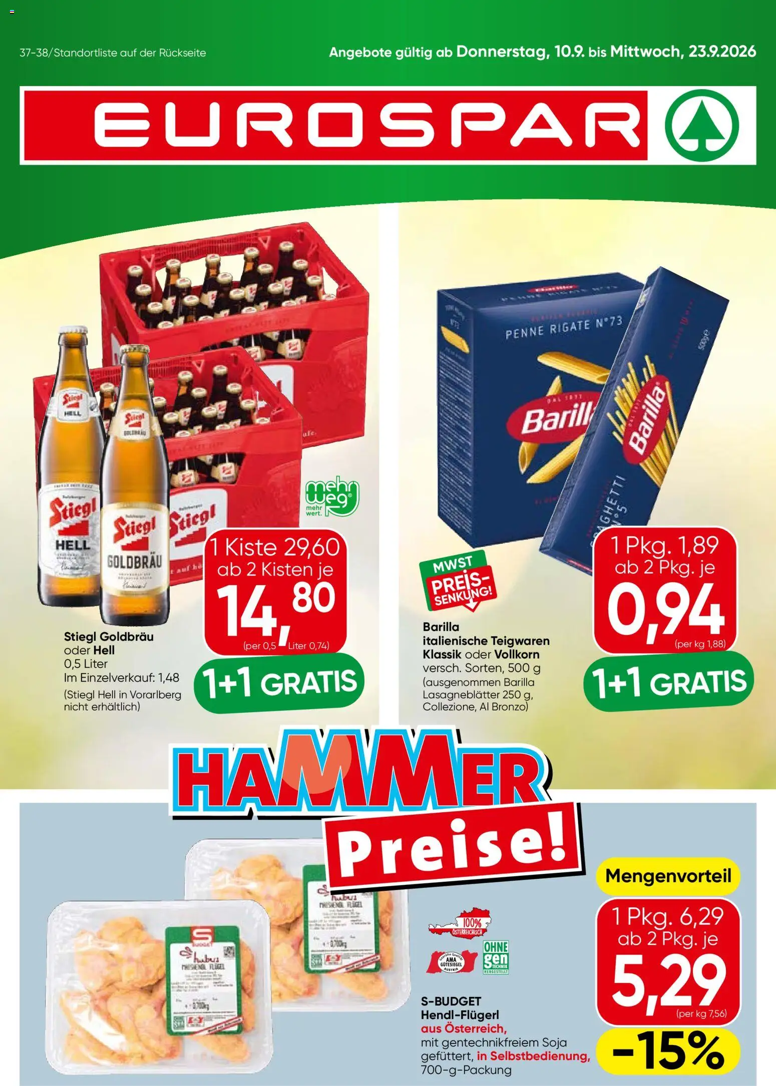 Vorschau der Angebote: Eurospar Eurospar Flugblatt gültig ab 10.09.2026