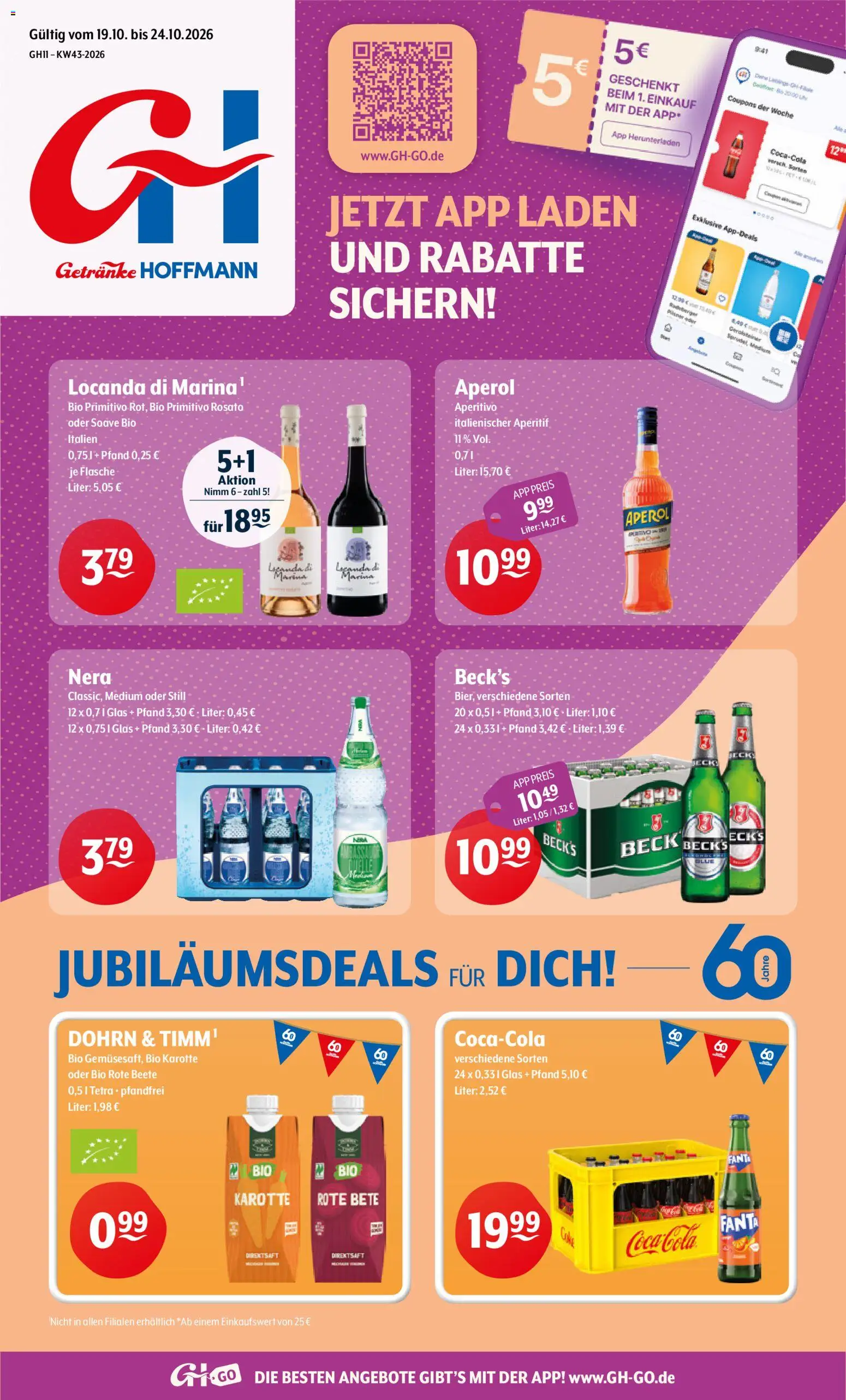 Vorschau von dem Prospekt des Geschäftes Getränke Hoffmann, gültig ab dem 19.10.2026 - Aperol, Rote Beete, Fanta, Karotte