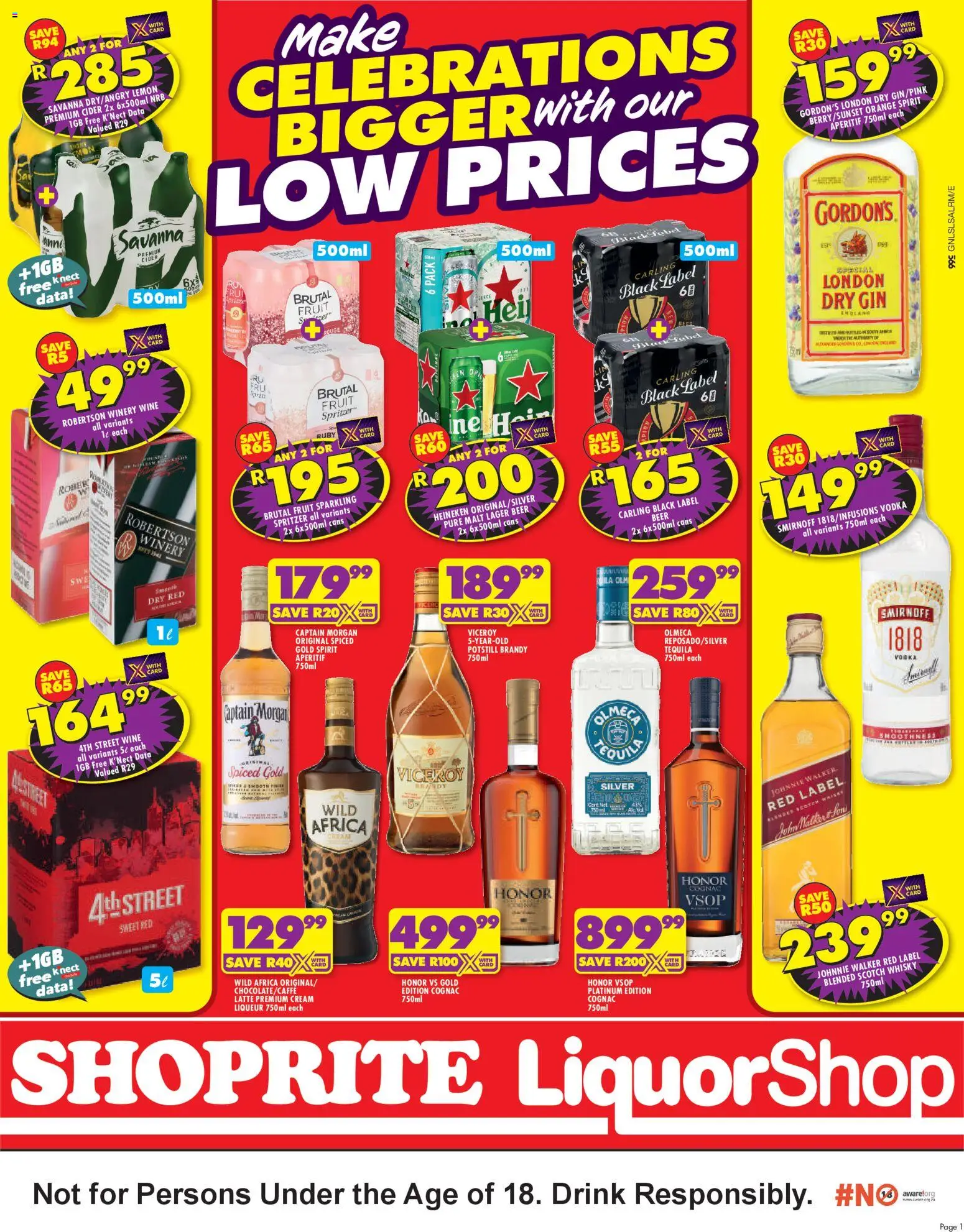 Preview of Shoprite flyer valid from 25/03/2026 - Heineken, Gin, Fruit, Cognac, Data, Cider, Beer, Captain Morgan