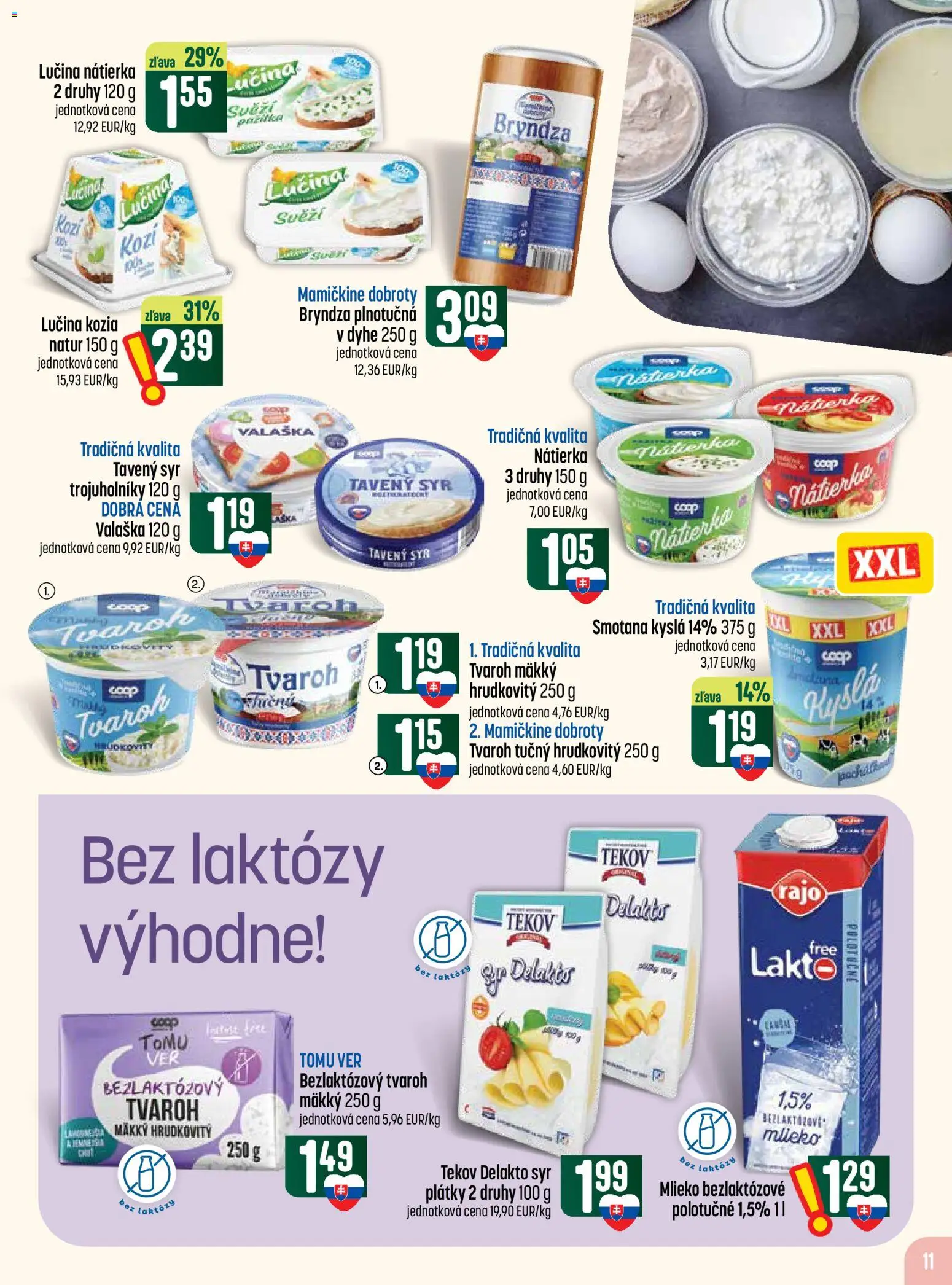 Náhľad COOP Jednota letáku platného od 29.10.2026 - Syr, Tvaroh, Bryndza, Mlieko, Smotana, Nátierka, Tavený syr, Tvaroh tučný
