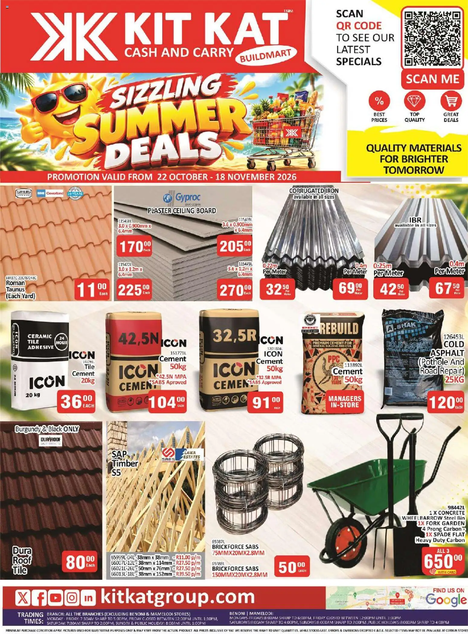 Preview of KIT KAT Cash & Carry flyer valid from 22/10/2026 - Iron, Cement, Wheelbarrow, Spade, Plaster, Adhesive